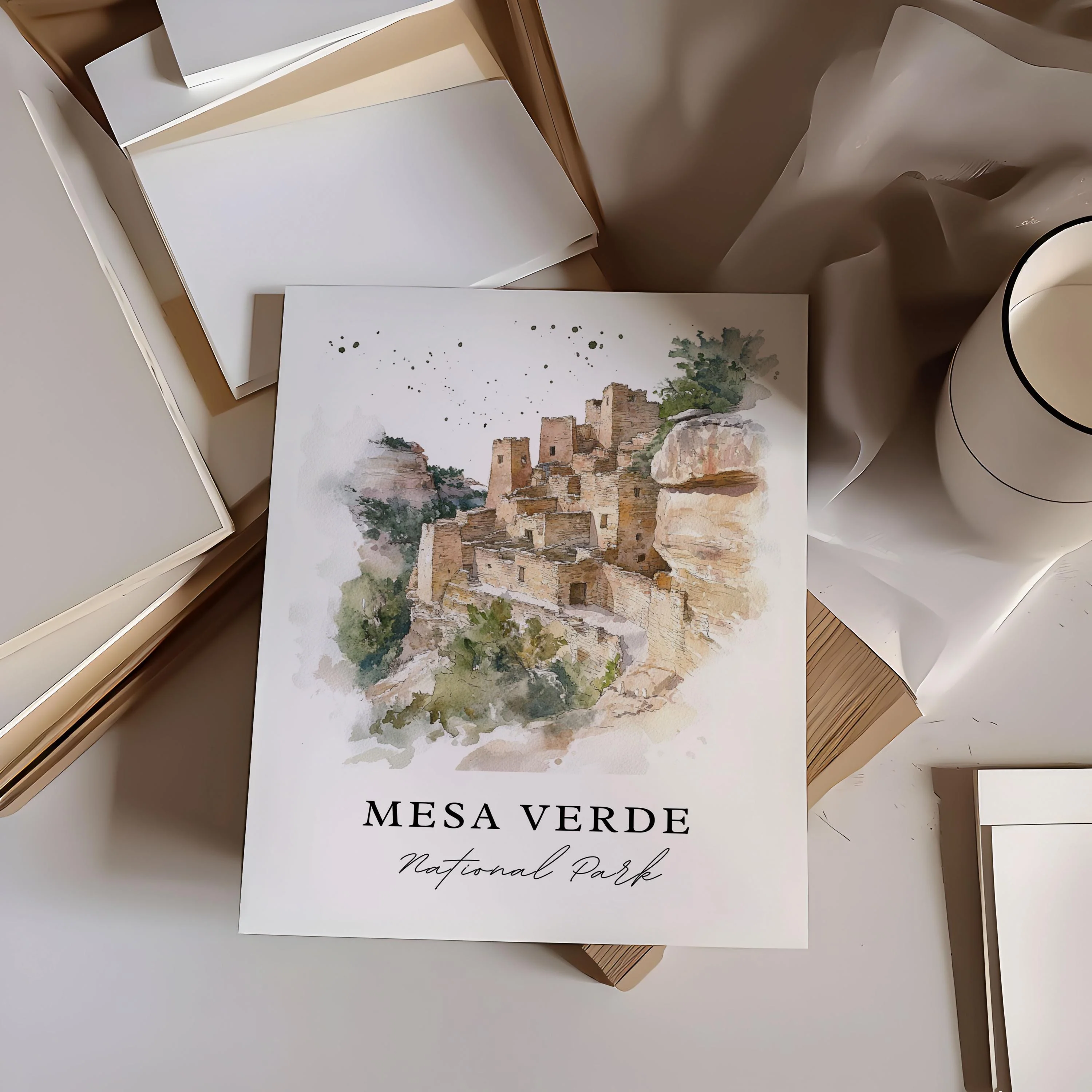 Mesa Verde, USA – Watercolor Art Print - Image 2