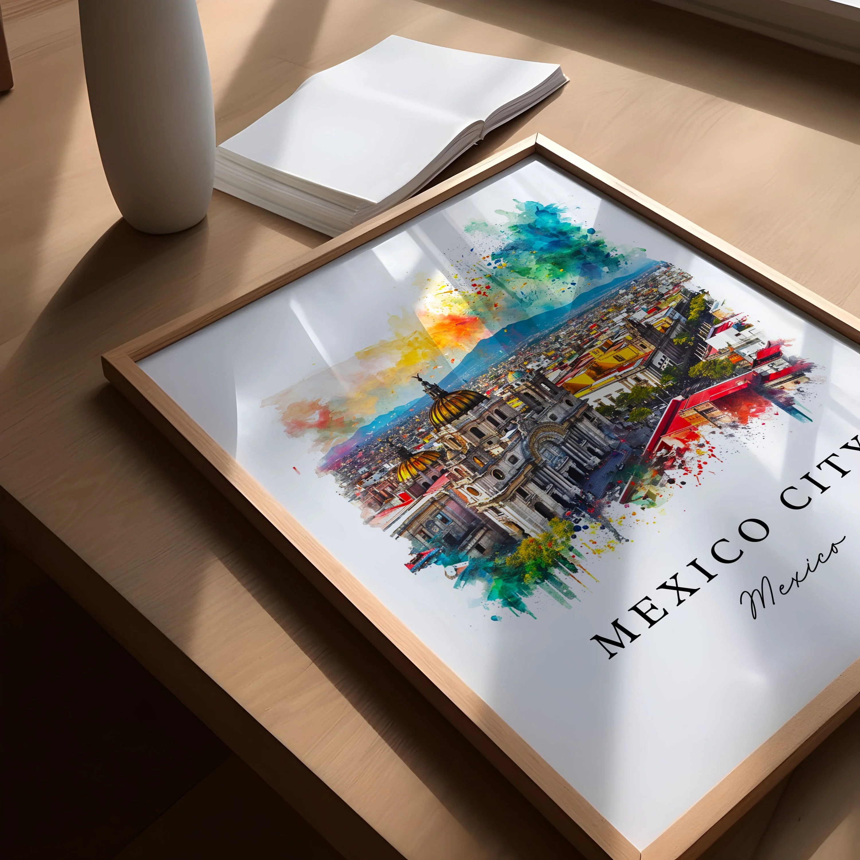 Mexico City, Mexico – Watercolor Art Print - Image 3