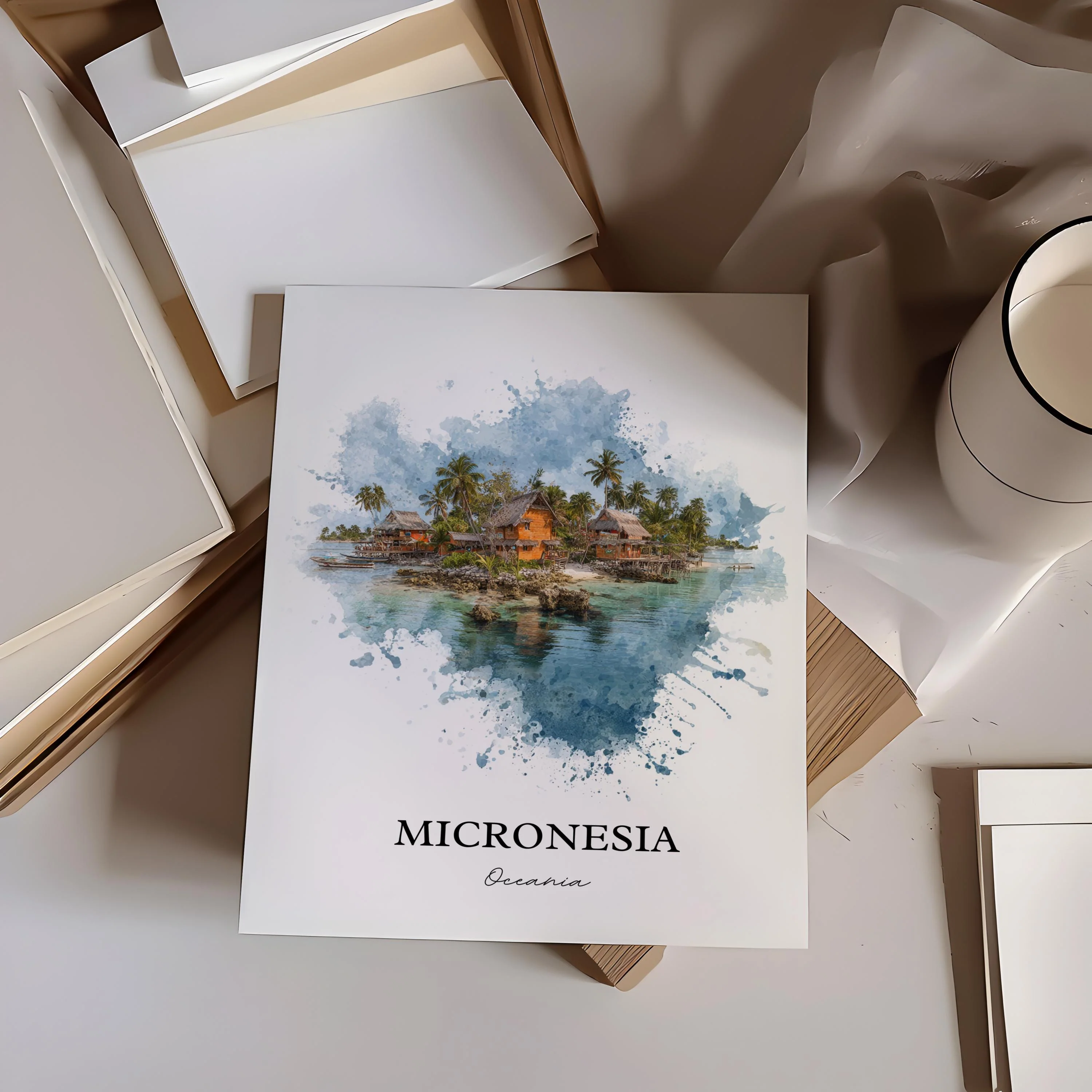 Micronesia, Federated States of Micronesia – Watercolor Art Print - Image 6