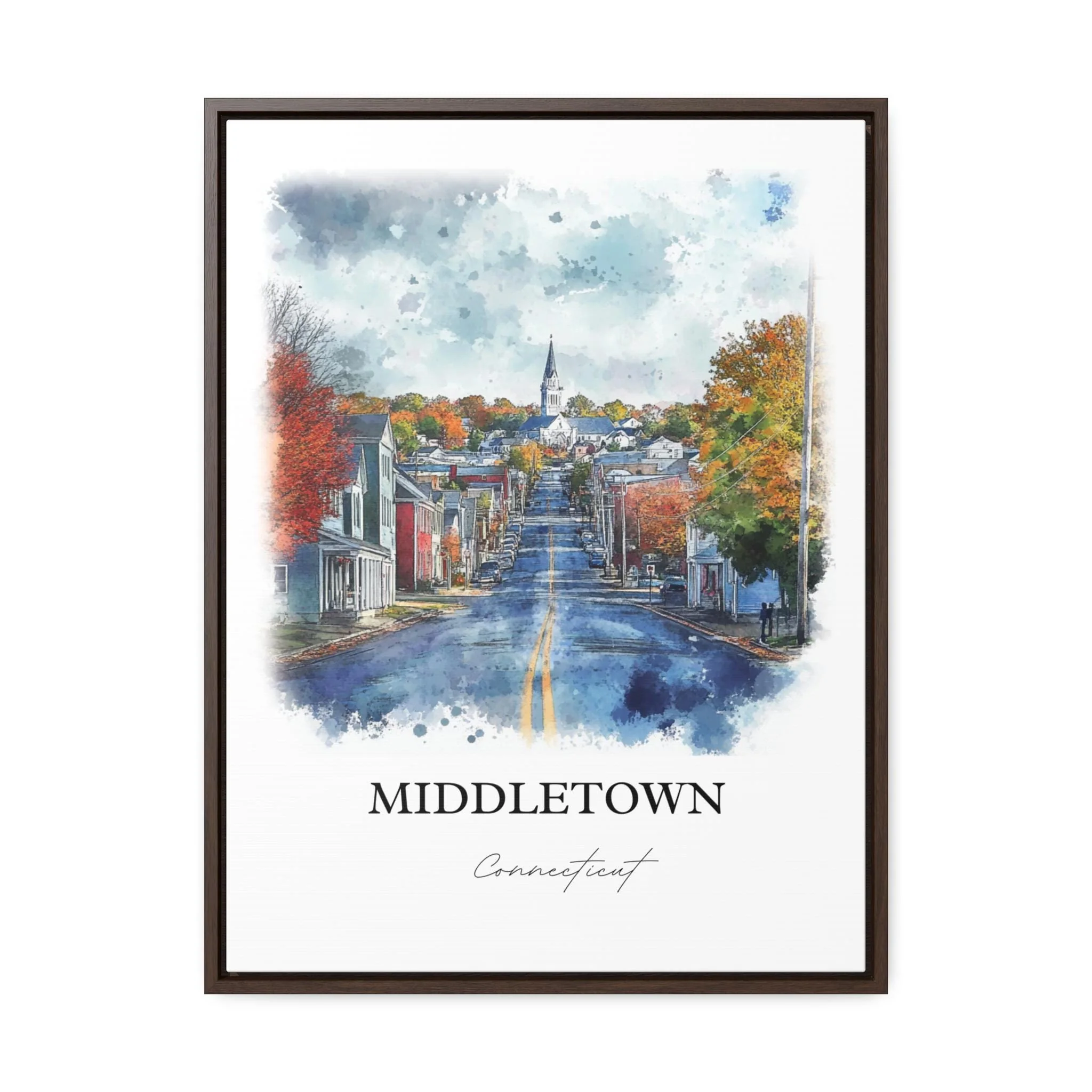 Middletown, CT, Connecticut – Watercolor Art Print - Image 7