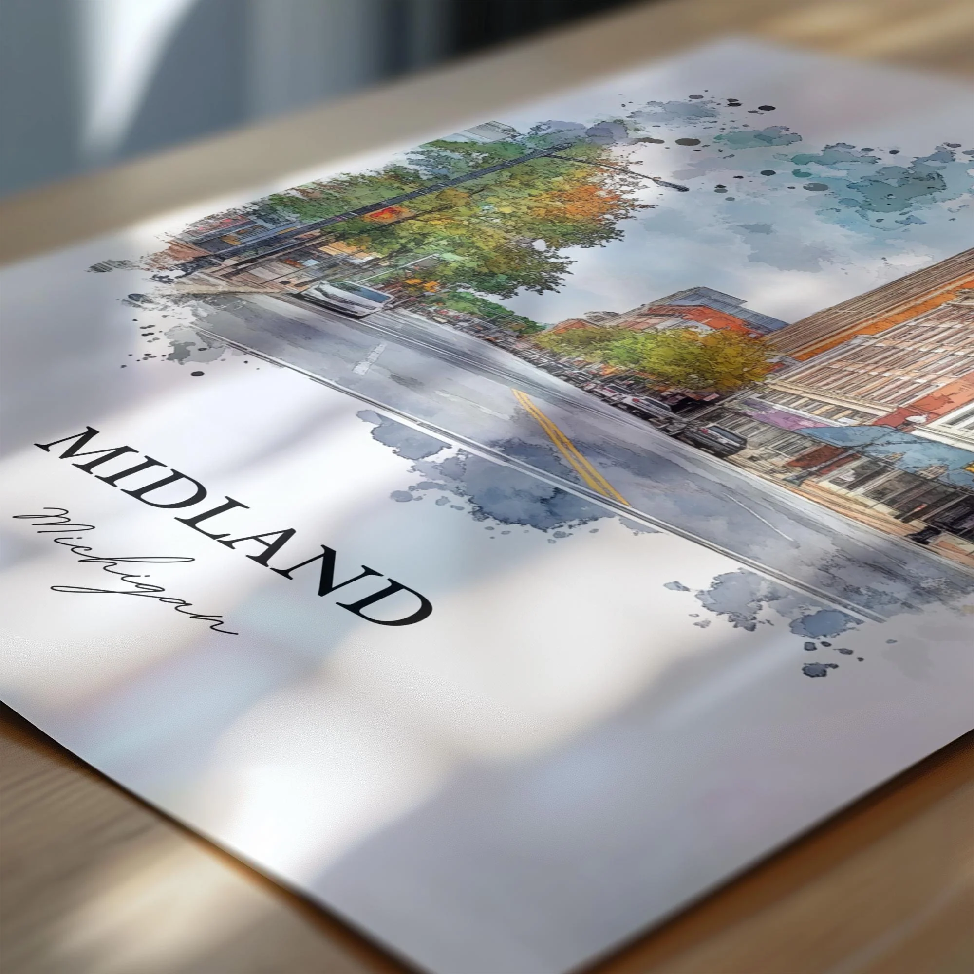 Midland, Michigan, USA – Watercolor Art Print - Image 2