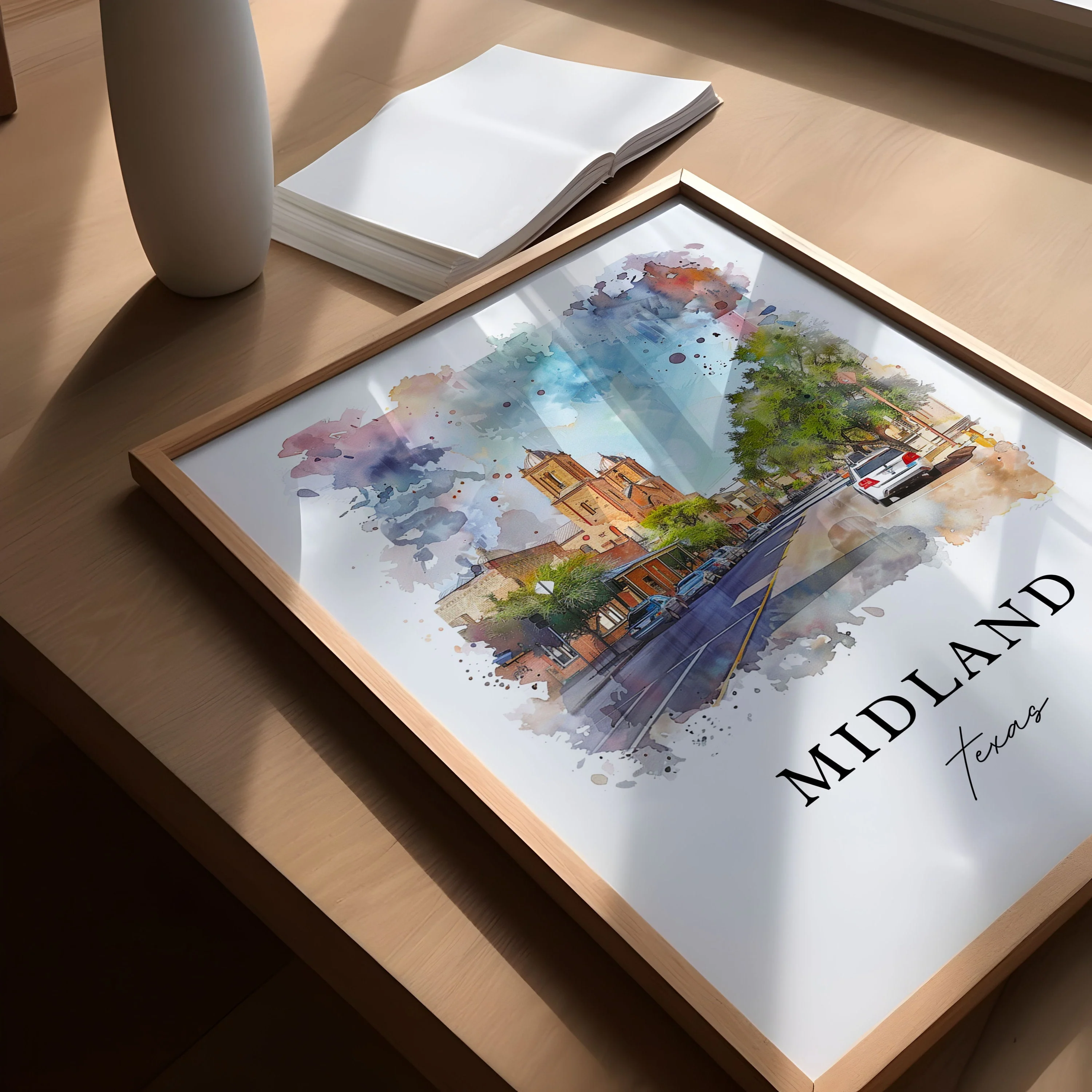 Midland, Texas Watercolor Art Print - Image 3