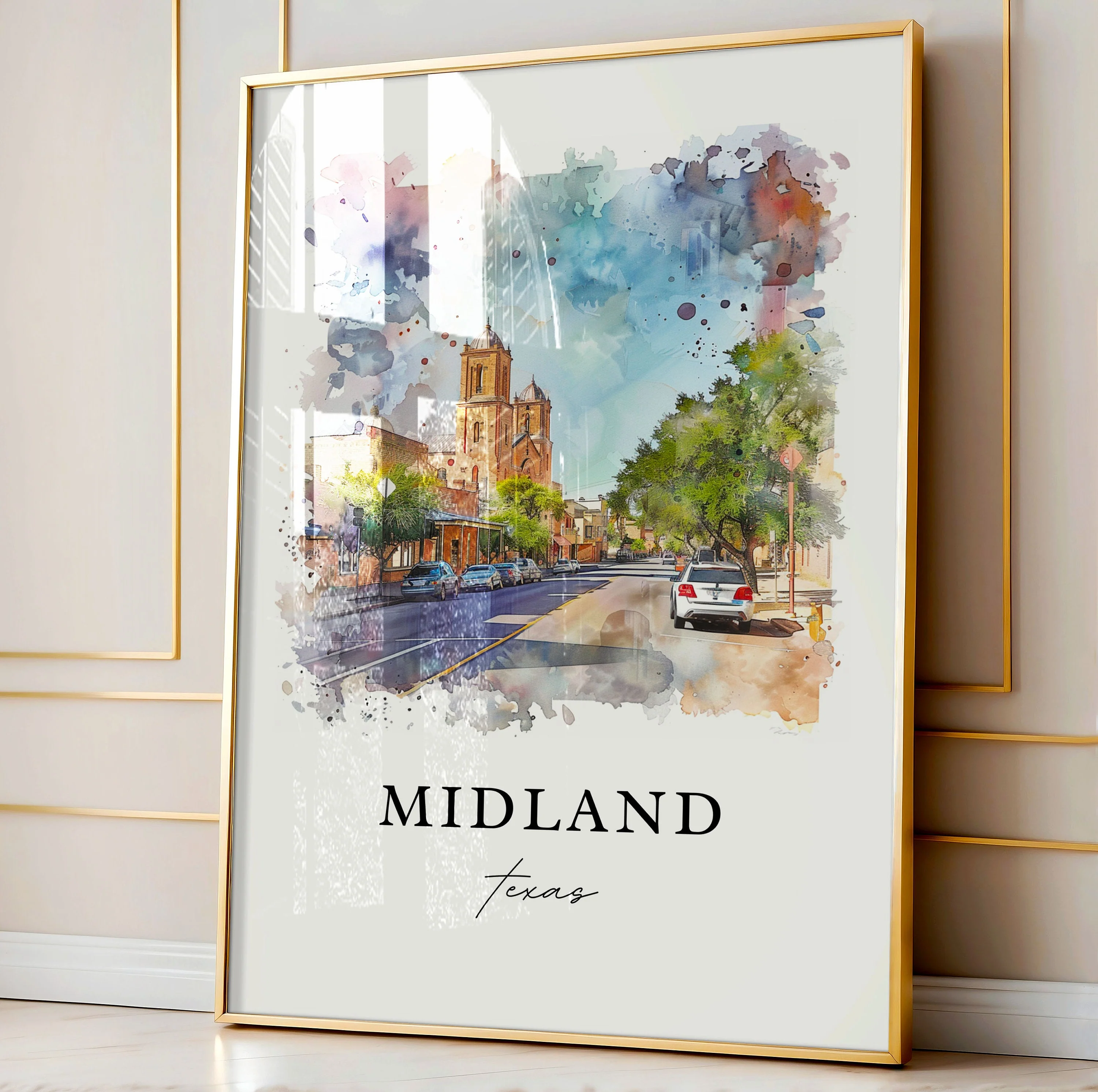 Midland, Texas Watercolor Art Print - Image 5