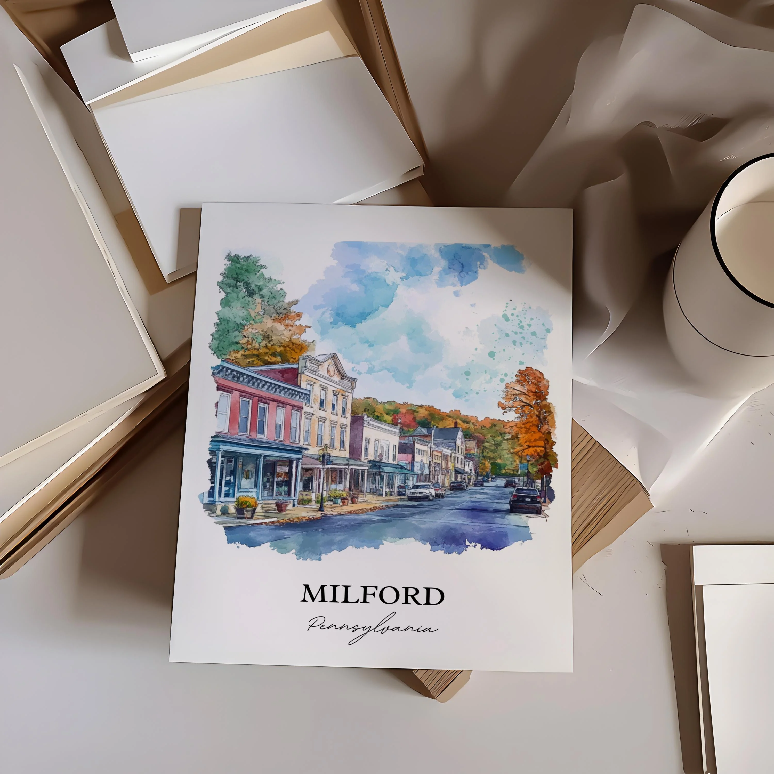 Milford, PA, USA – Watercolor Art Print - Image 6