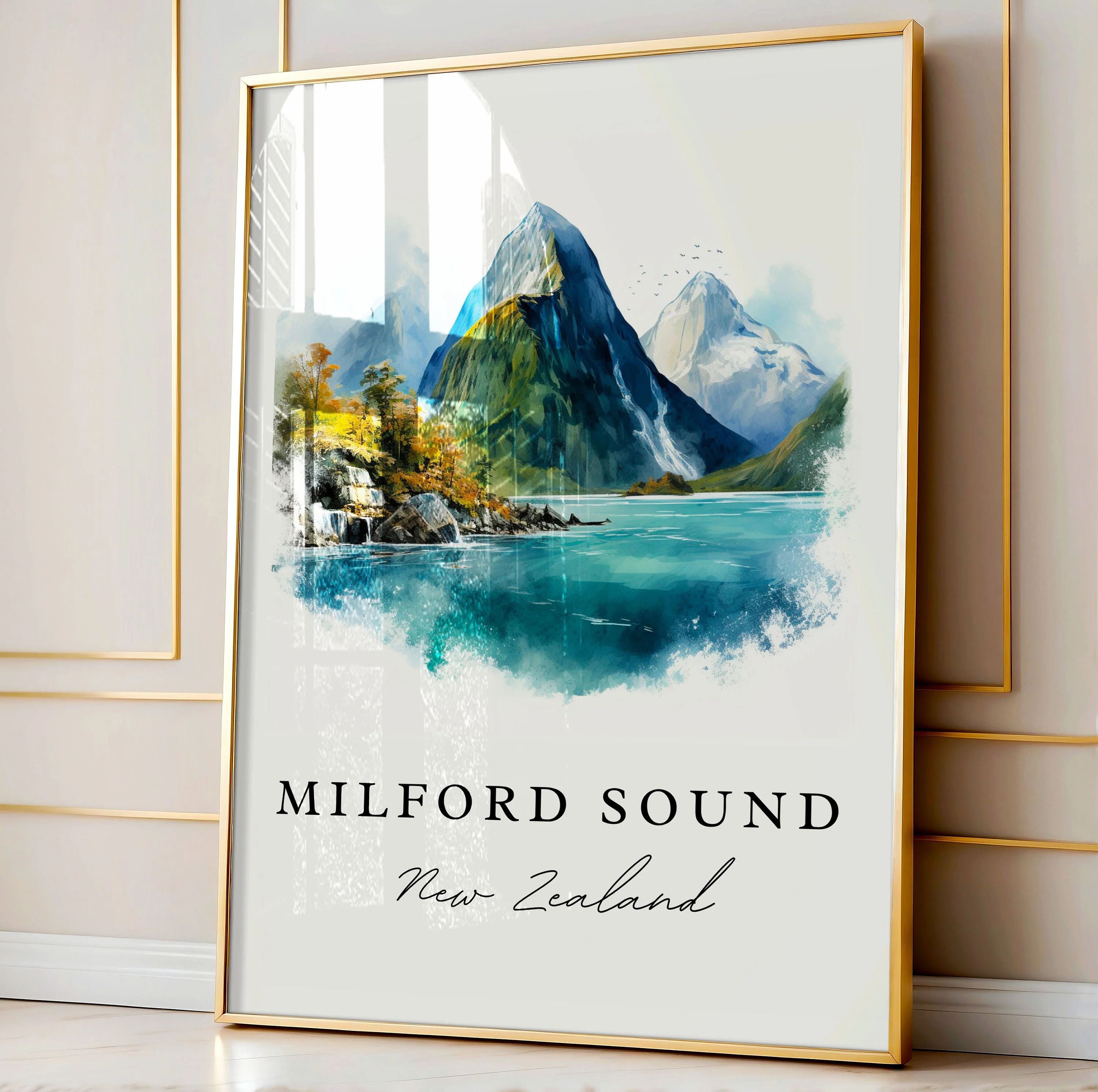 Milford Sound, New Zealand – Watercolor Art Print - Image 4
