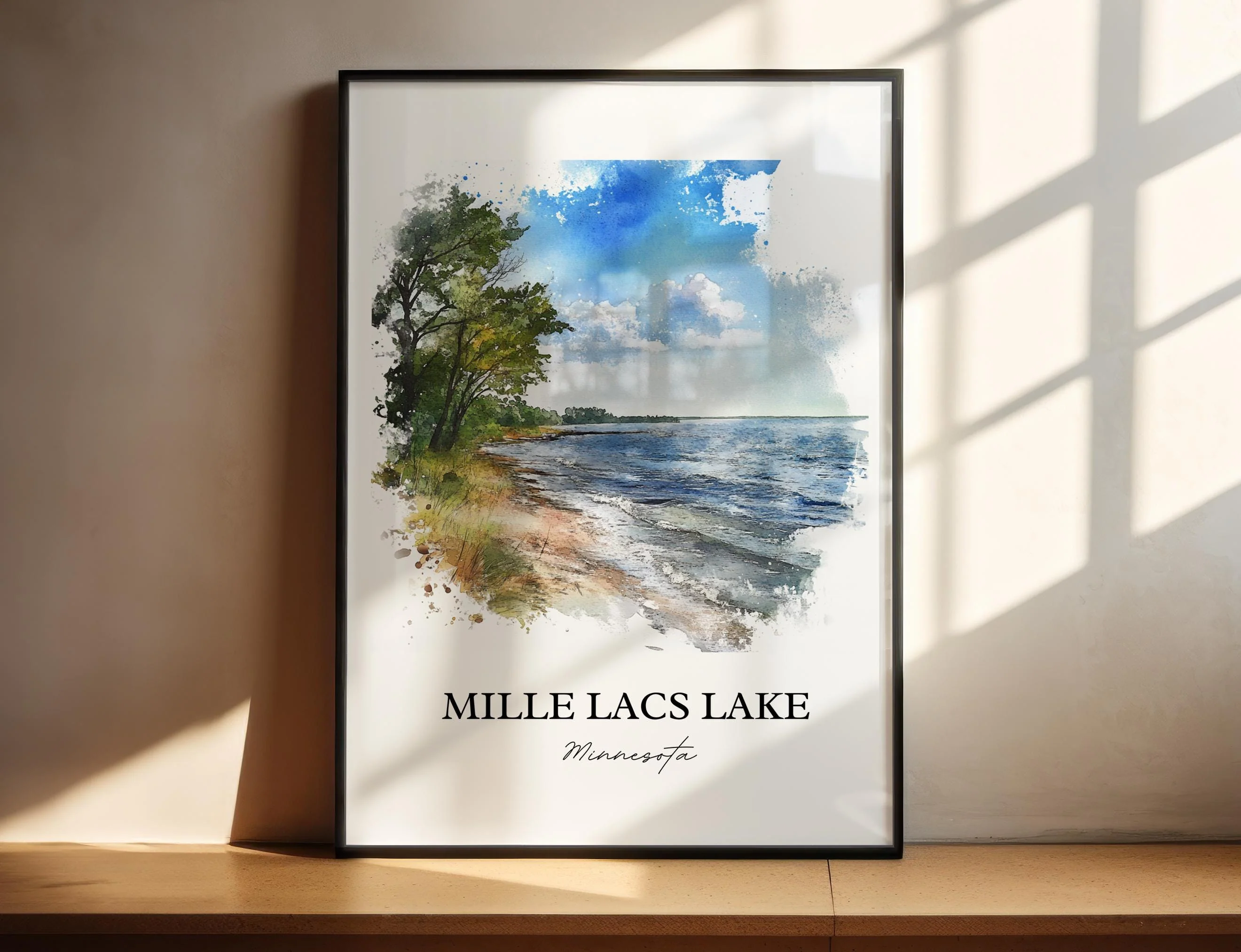 Mille Lacs Lake, Minnesota, USA – Watercolor Art Print