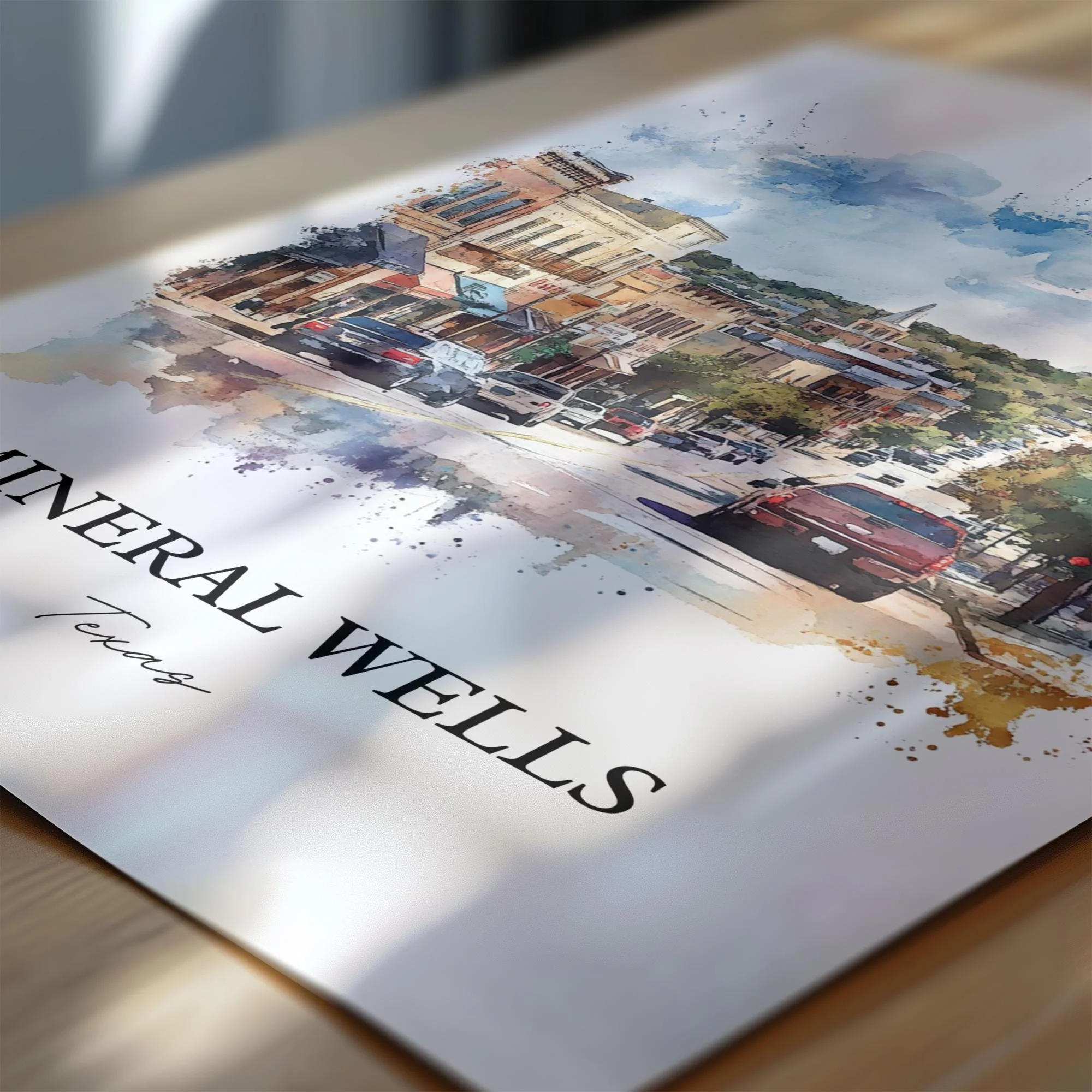 Mineral Wells, TX, USA – Watercolor Art Print - Image 2