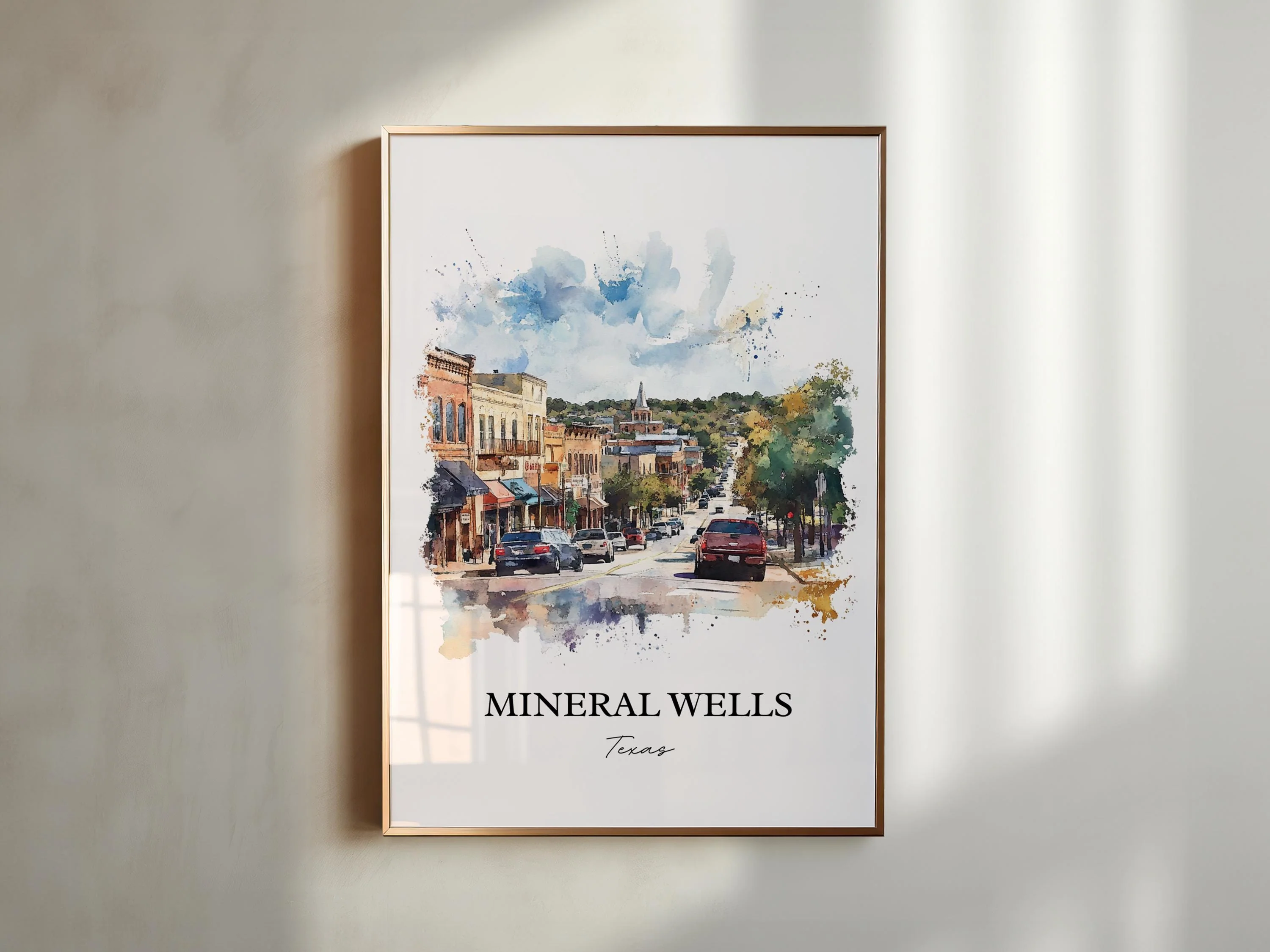 Mineral Wells, TX, USA – Watercolor Art Print - Image 3