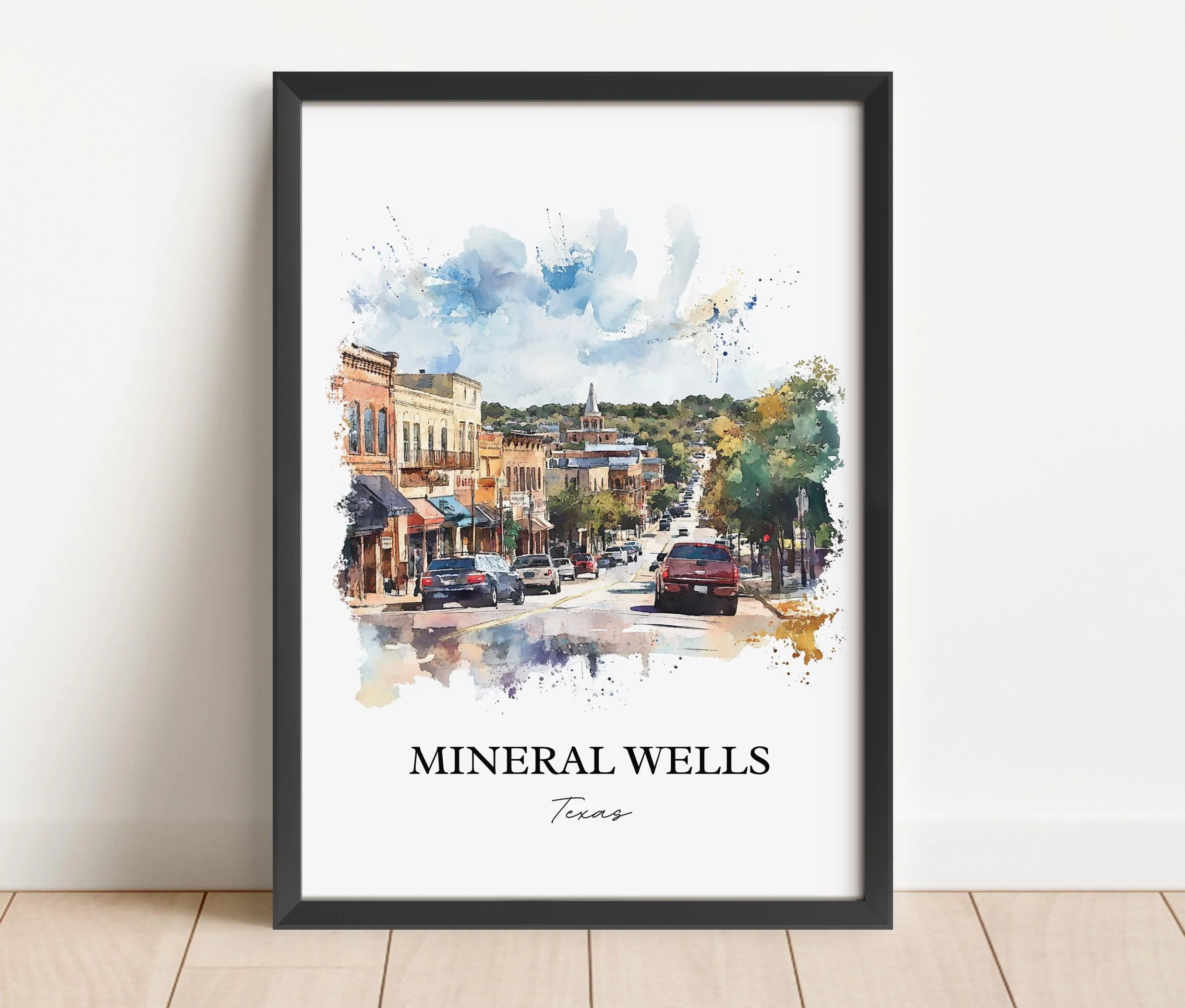 Mineral Wells, TX, USA – Watercolor Art Print - Image 6