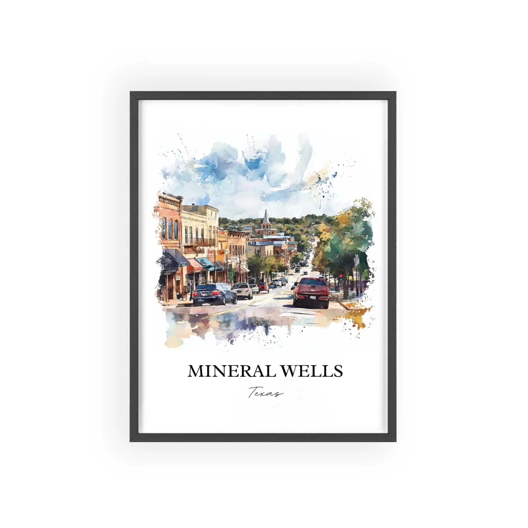 Mineral Wells, TX, USA – Watercolor Art Print - Image 7