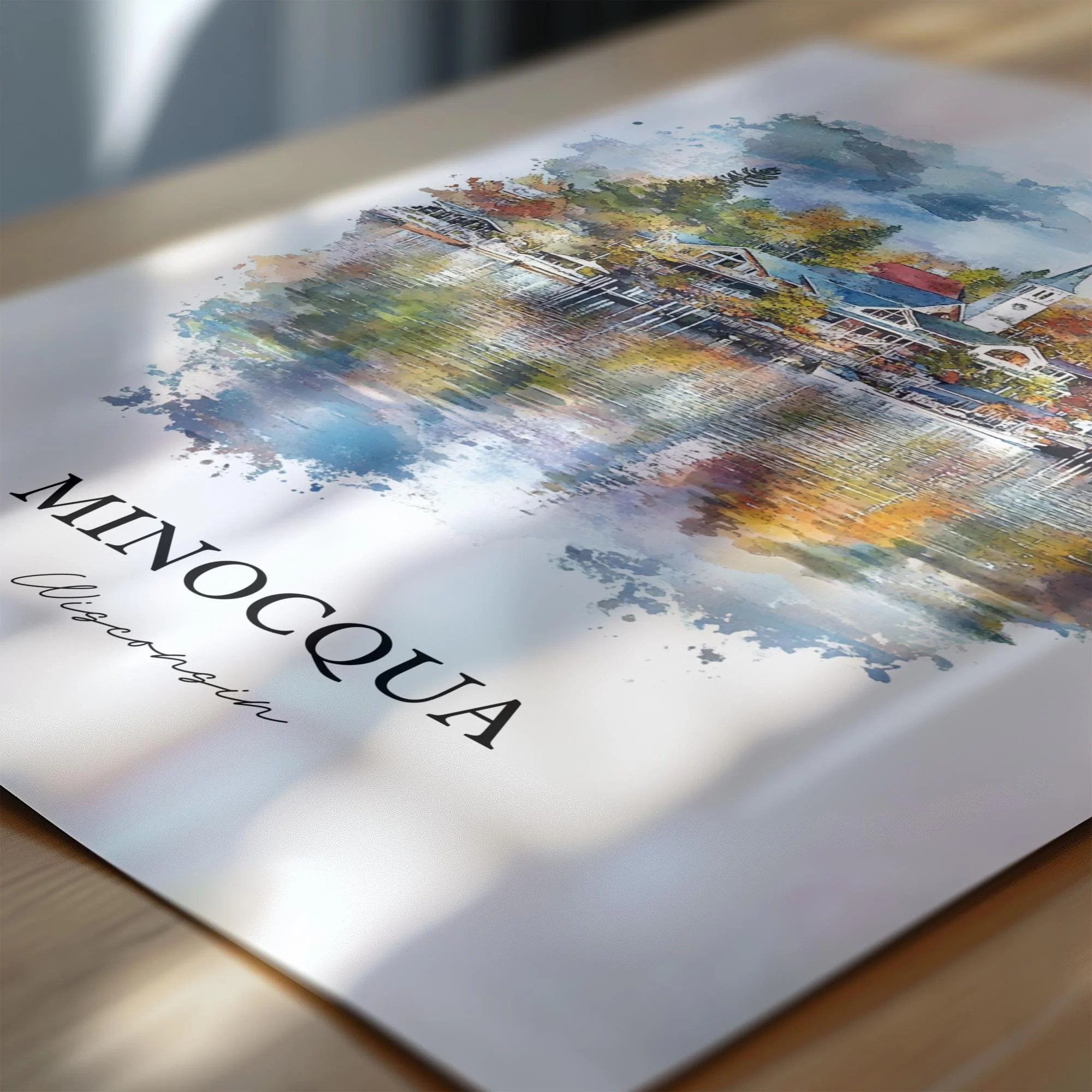 Minocqua, Wisconsin, USA – Watercolor Art Print - Image 2