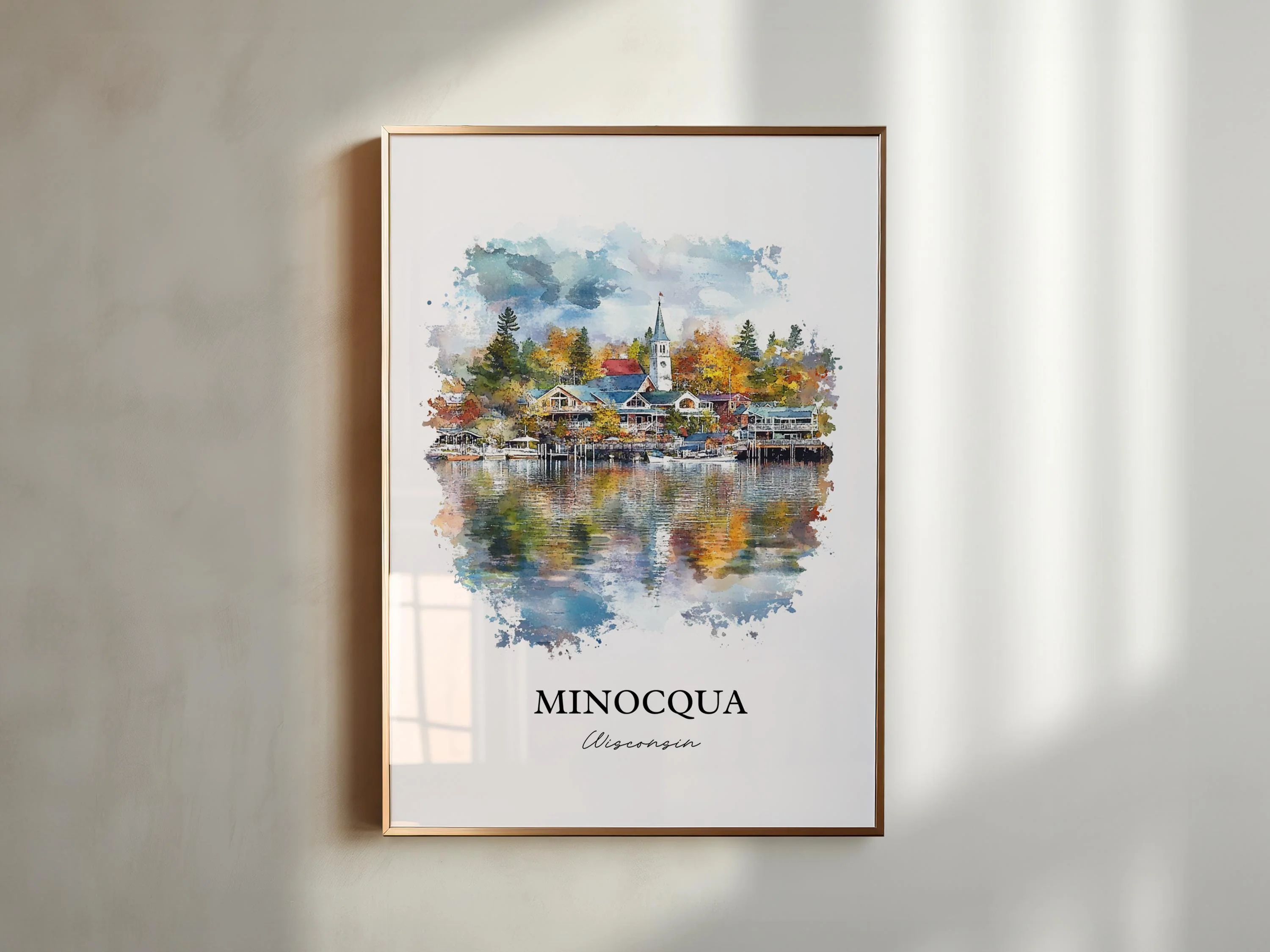 Minocqua, Wisconsin, USA – Watercolor Art Print - Image 5