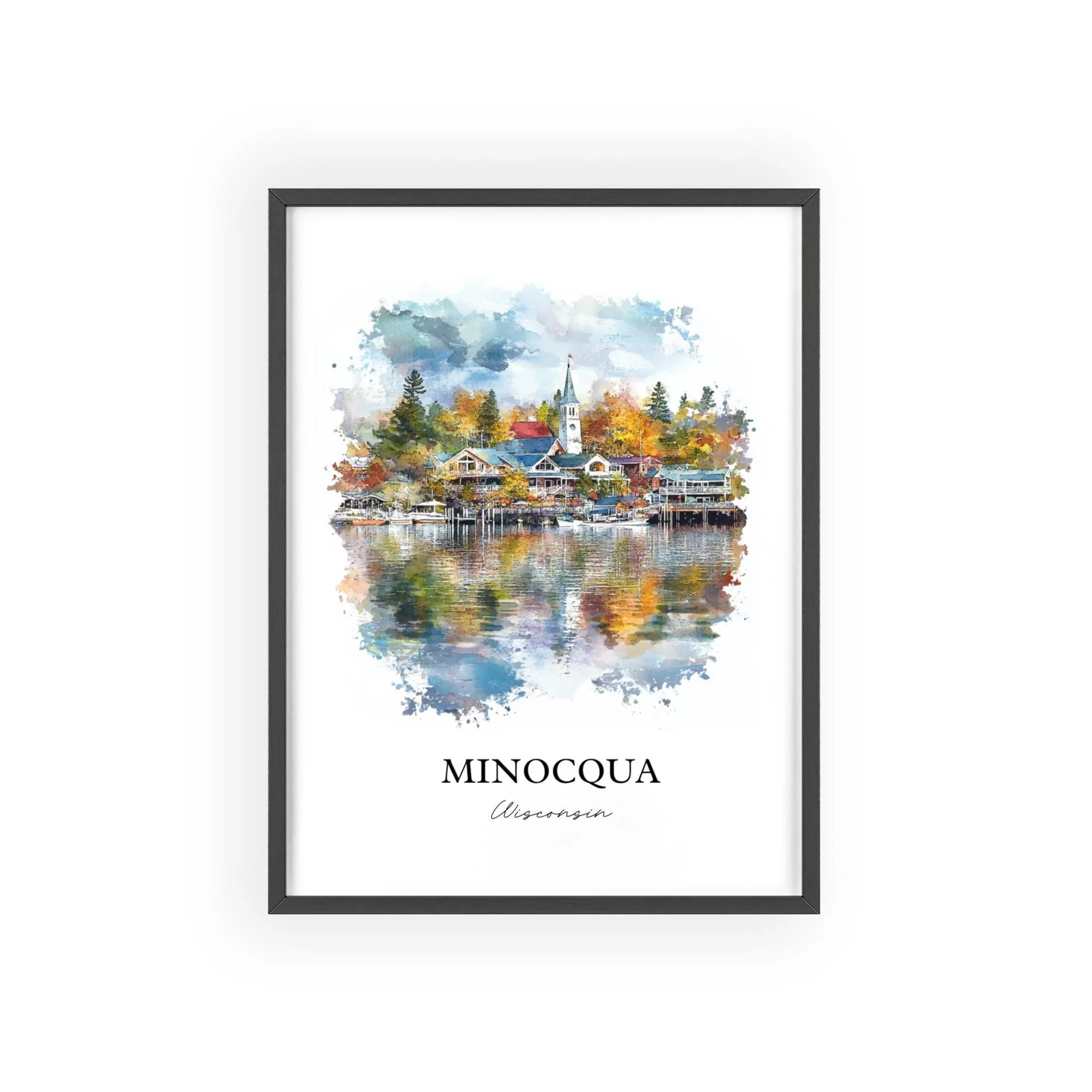 Minocqua, Wisconsin, USA – Watercolor Art Print - Image 7