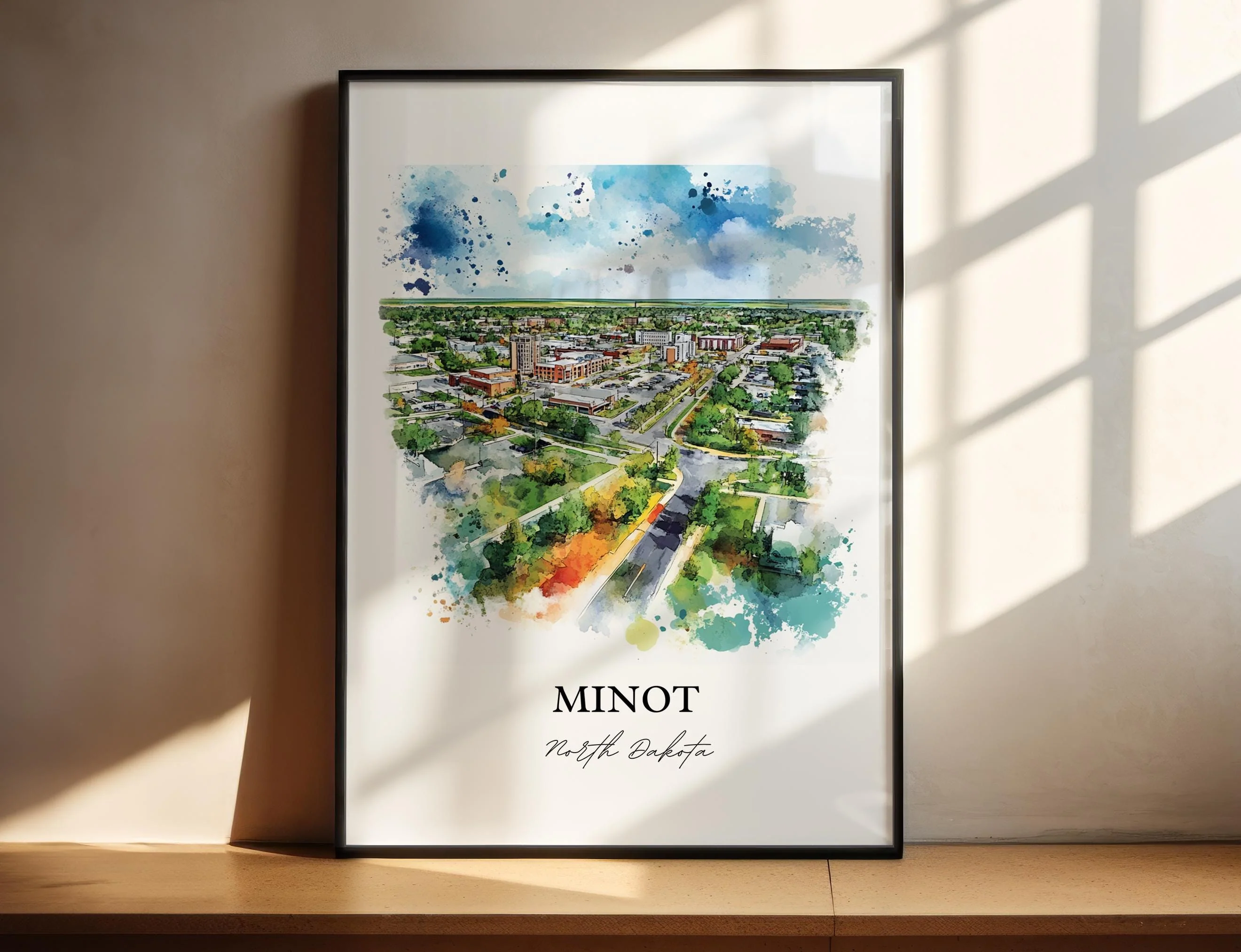 Minot, ND, USA – Watercolor Art Print