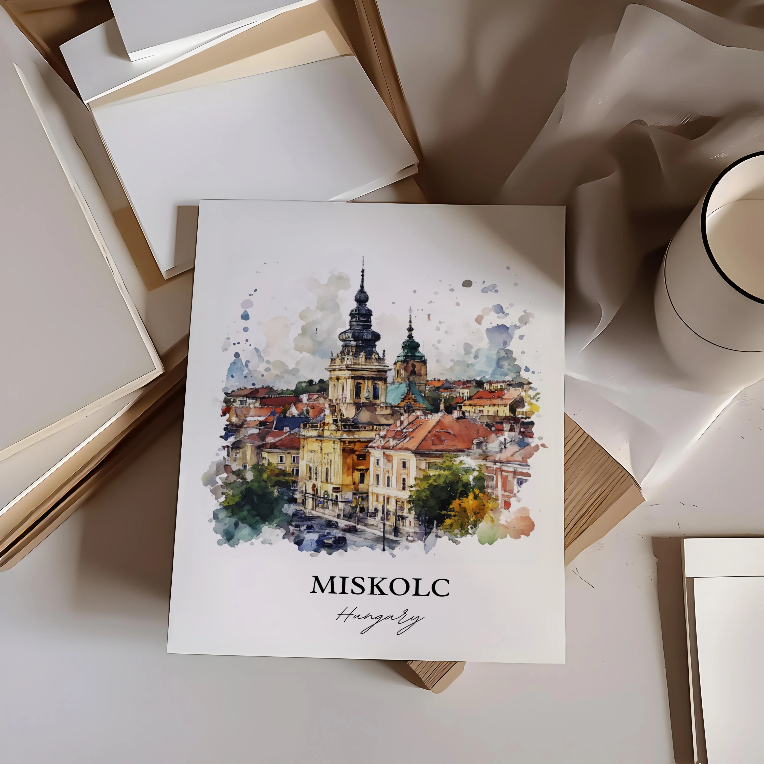 Miskolc, Hungary – Watercolor Art Print - Image 5