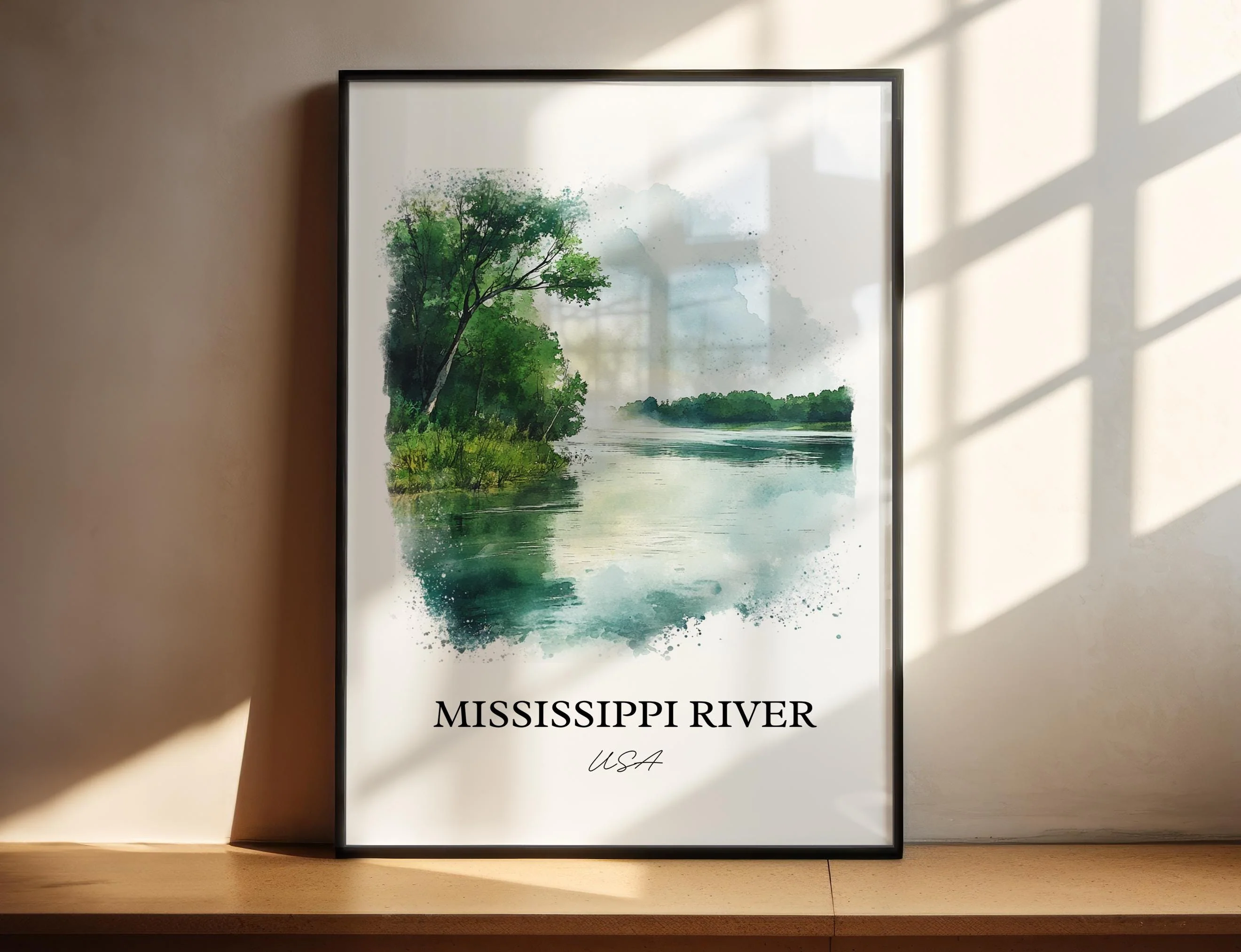 Mississippi River, USA – Watercolor Art Print