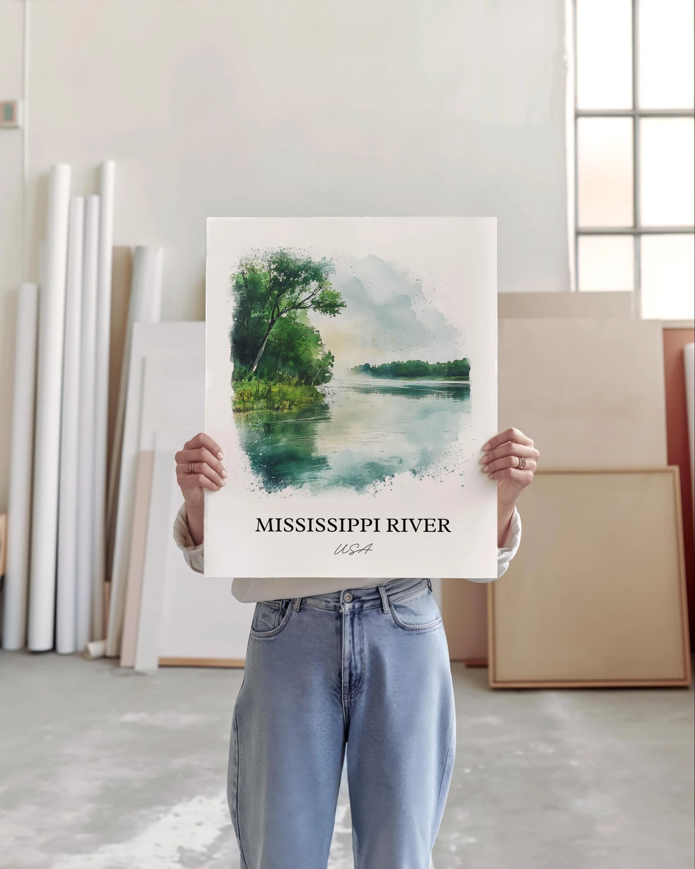 Mississippi River, USA – Watercolor Art Print - Image 5