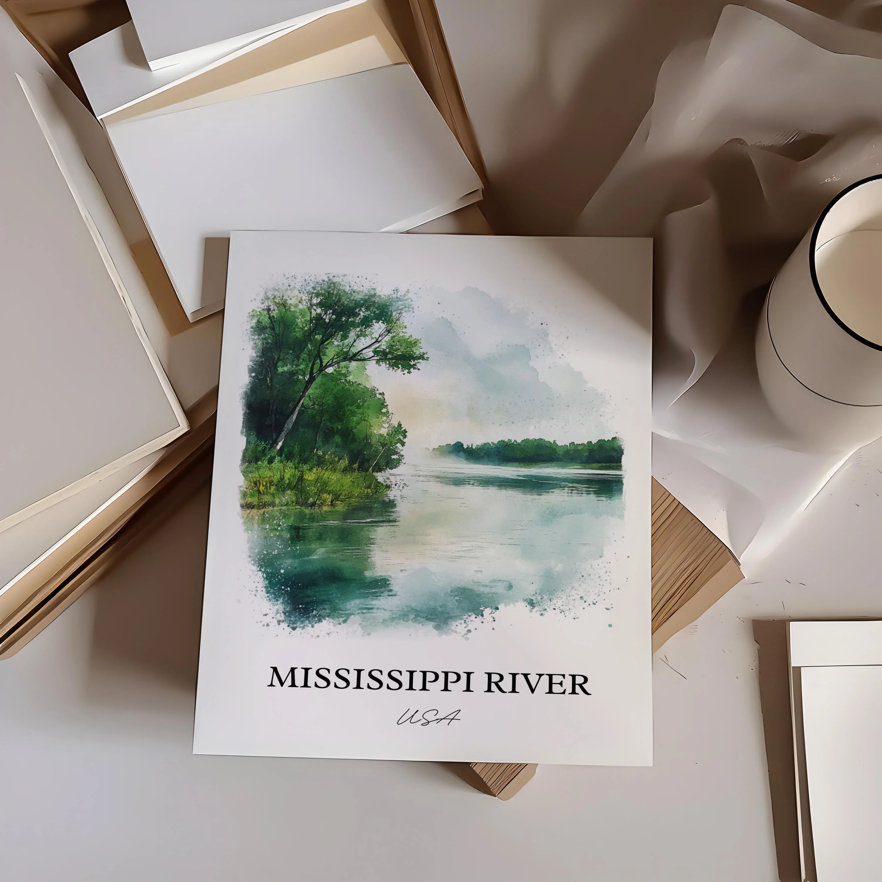Mississippi River, USA – Watercolor Art Print - Image 6