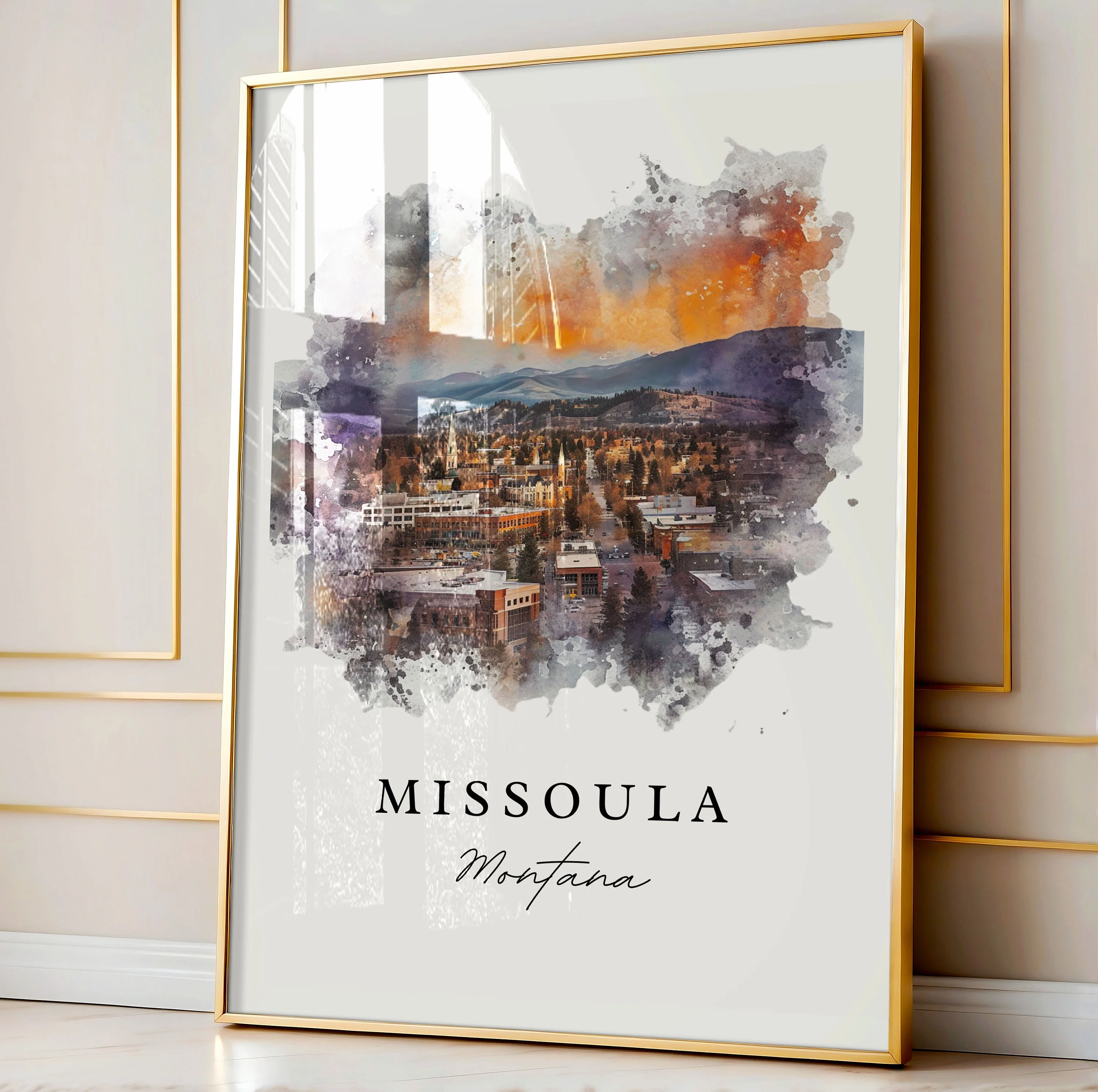 Missoula, Montana Watercolor Art Print - Image 4