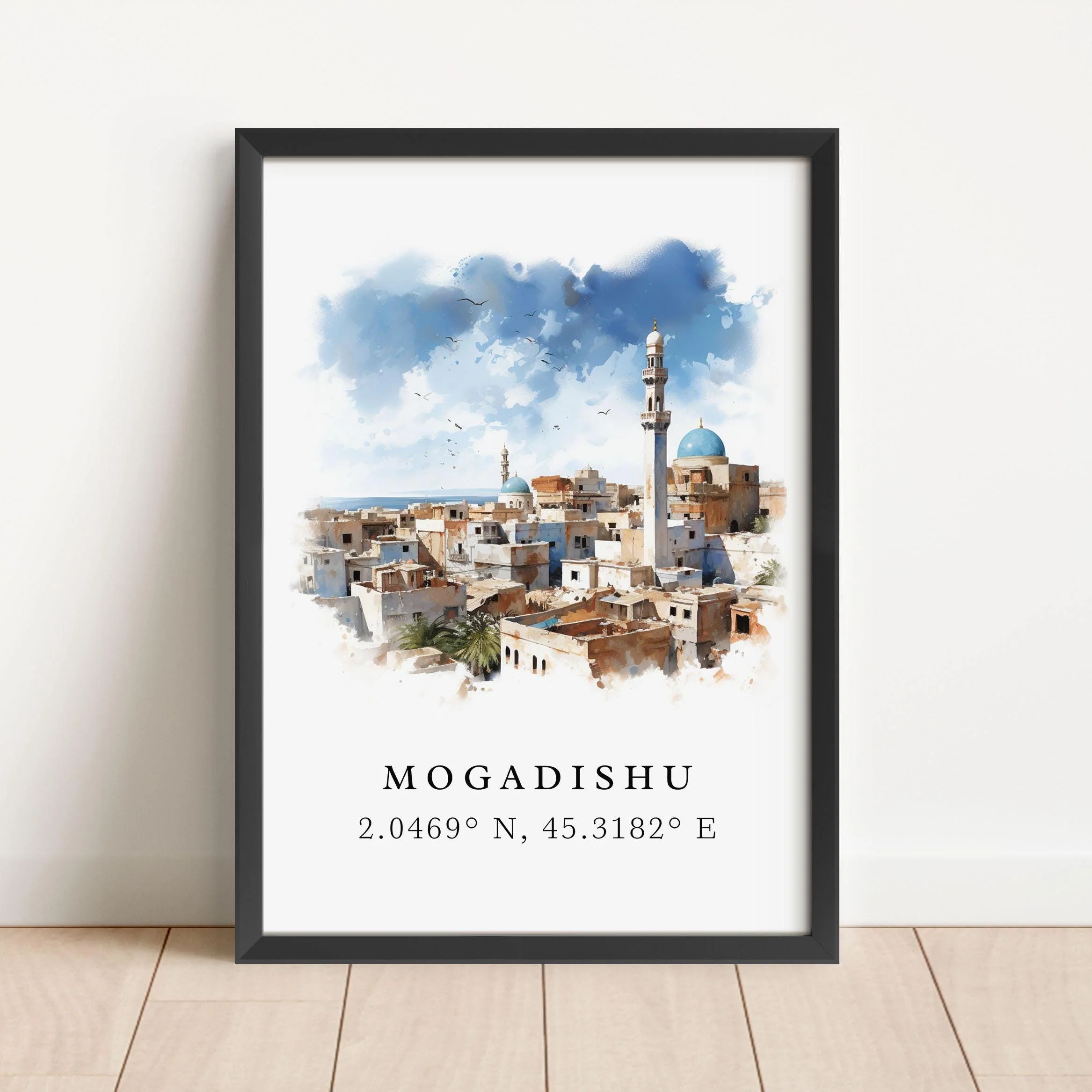 Mogadishu, Somalia – Watercolor Art Print