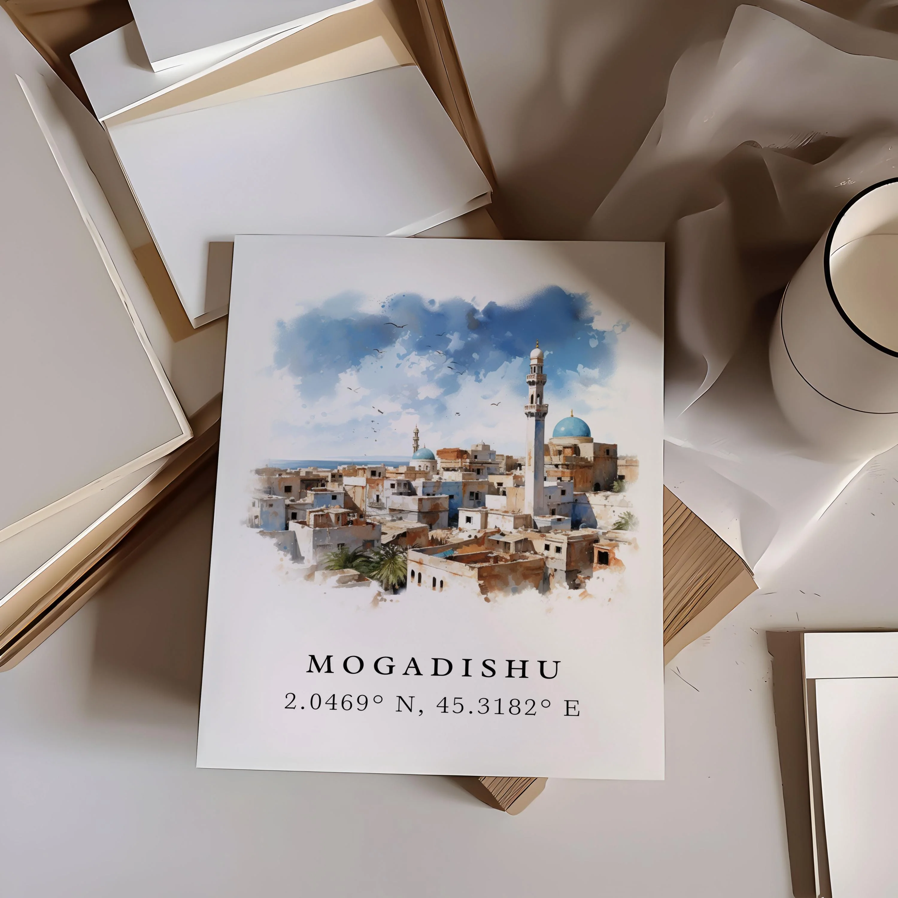 Mogadishu, Somalia – Watercolor Art Print - Image 2