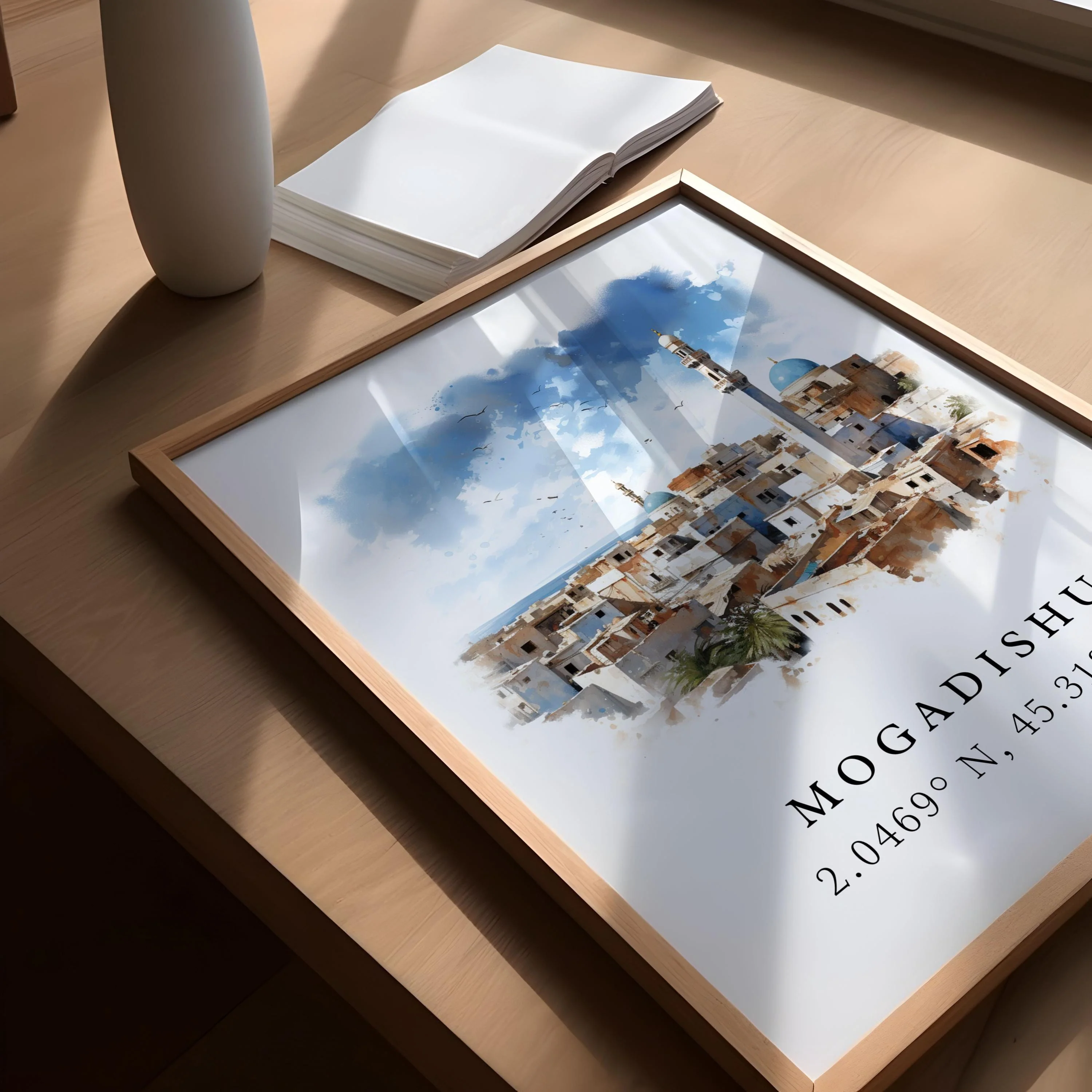 Mogadishu, Somalia – Watercolor Art Print - Image 3