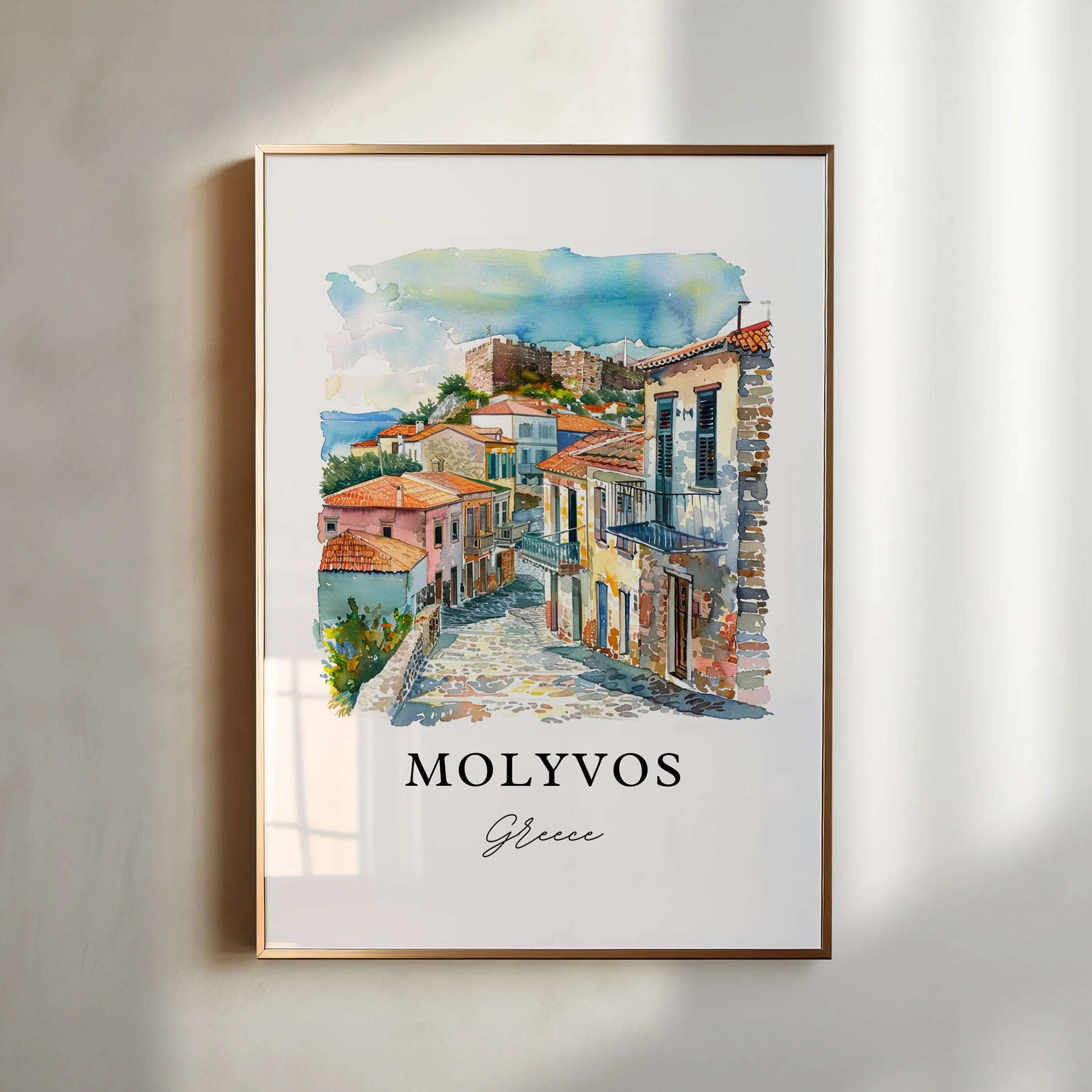 Molyvos, Greece – Watercolor Art Print