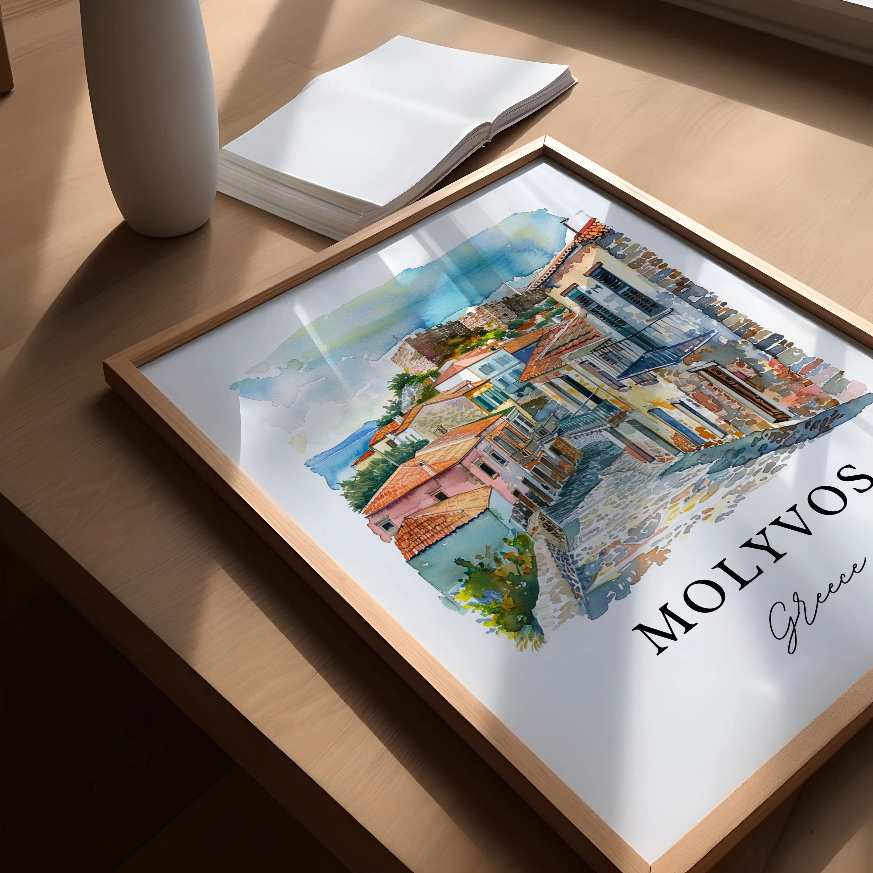 Molyvos, Greece – Watercolor Art Print - Image 3