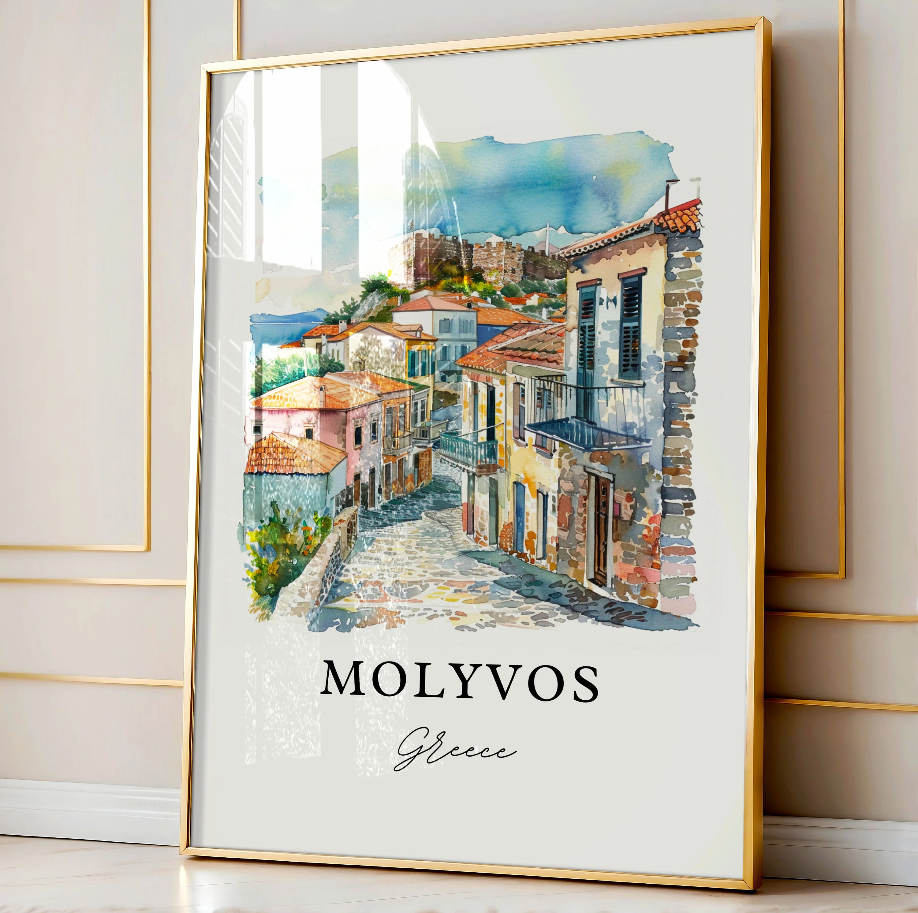 Molyvos, Greece – Watercolor Art Print - Image 4