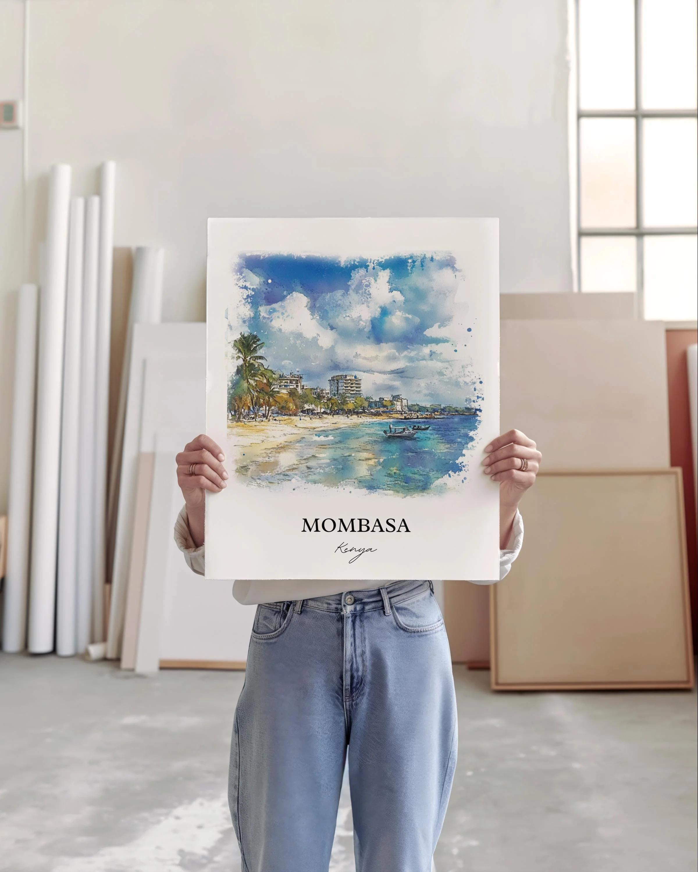 Mombasa, Kenya – Watercolor Art Print - Image 5