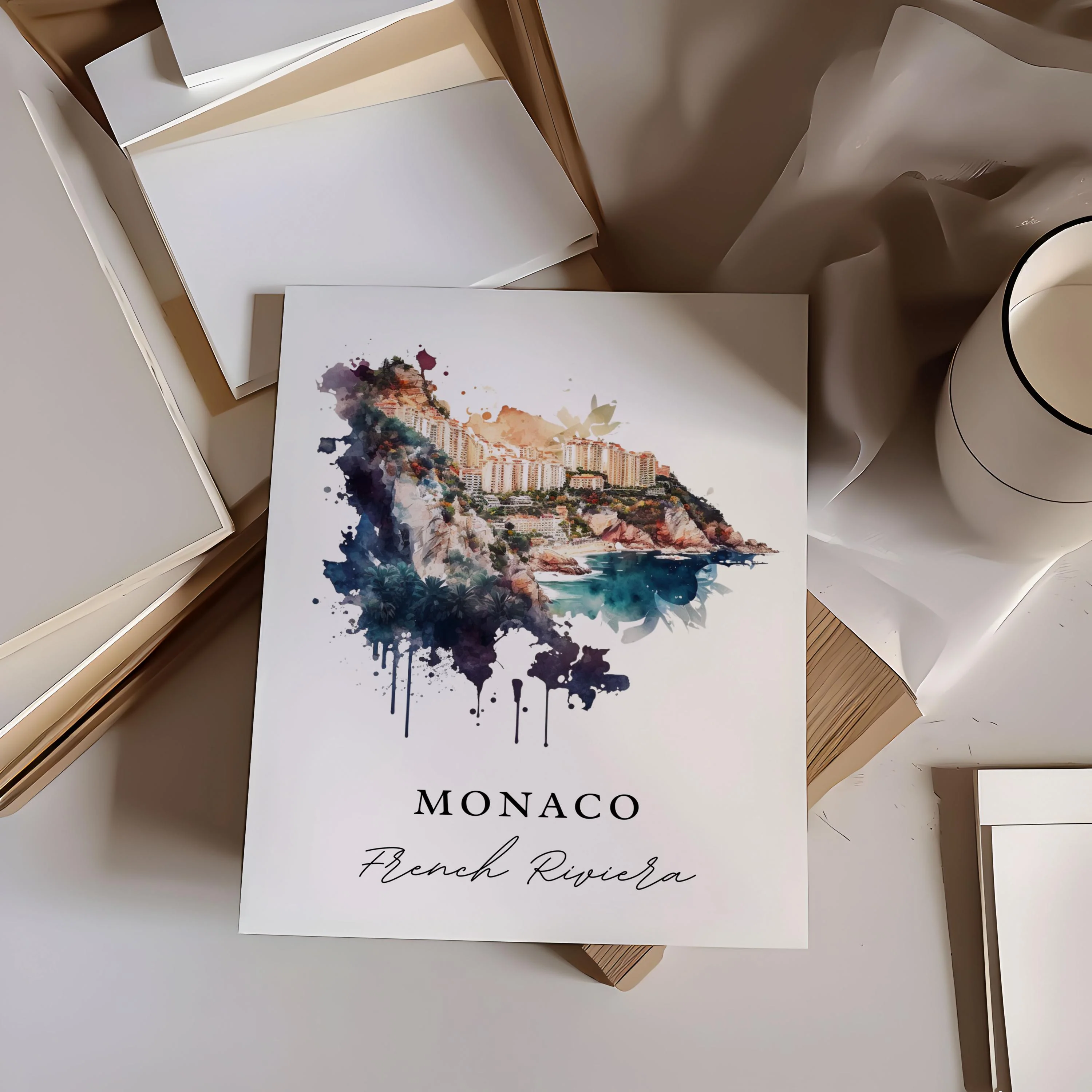 Monaco – Watercolor Art Print - Image 2