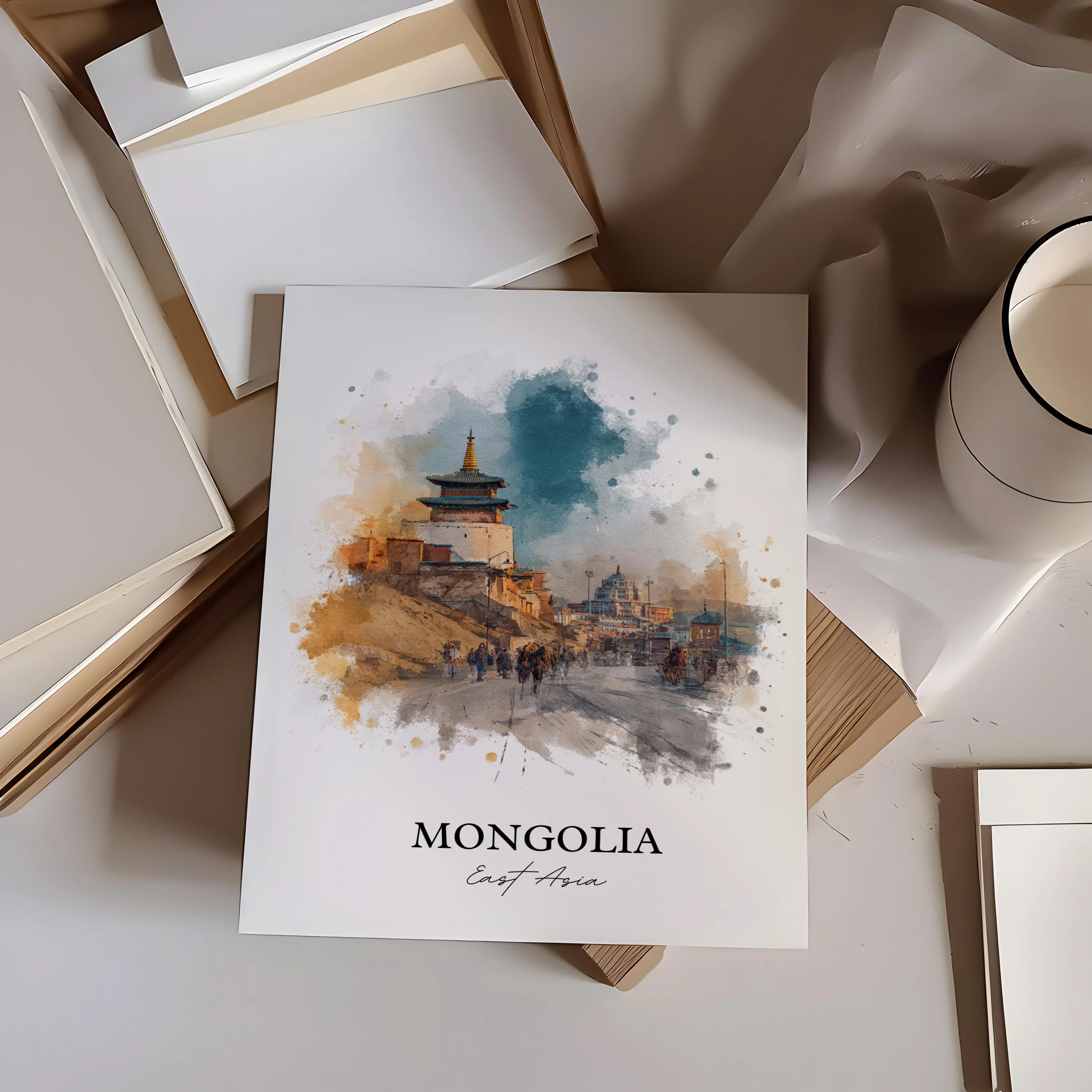 Mongolia, Mongolia – Watercolor Art Print - Image 6