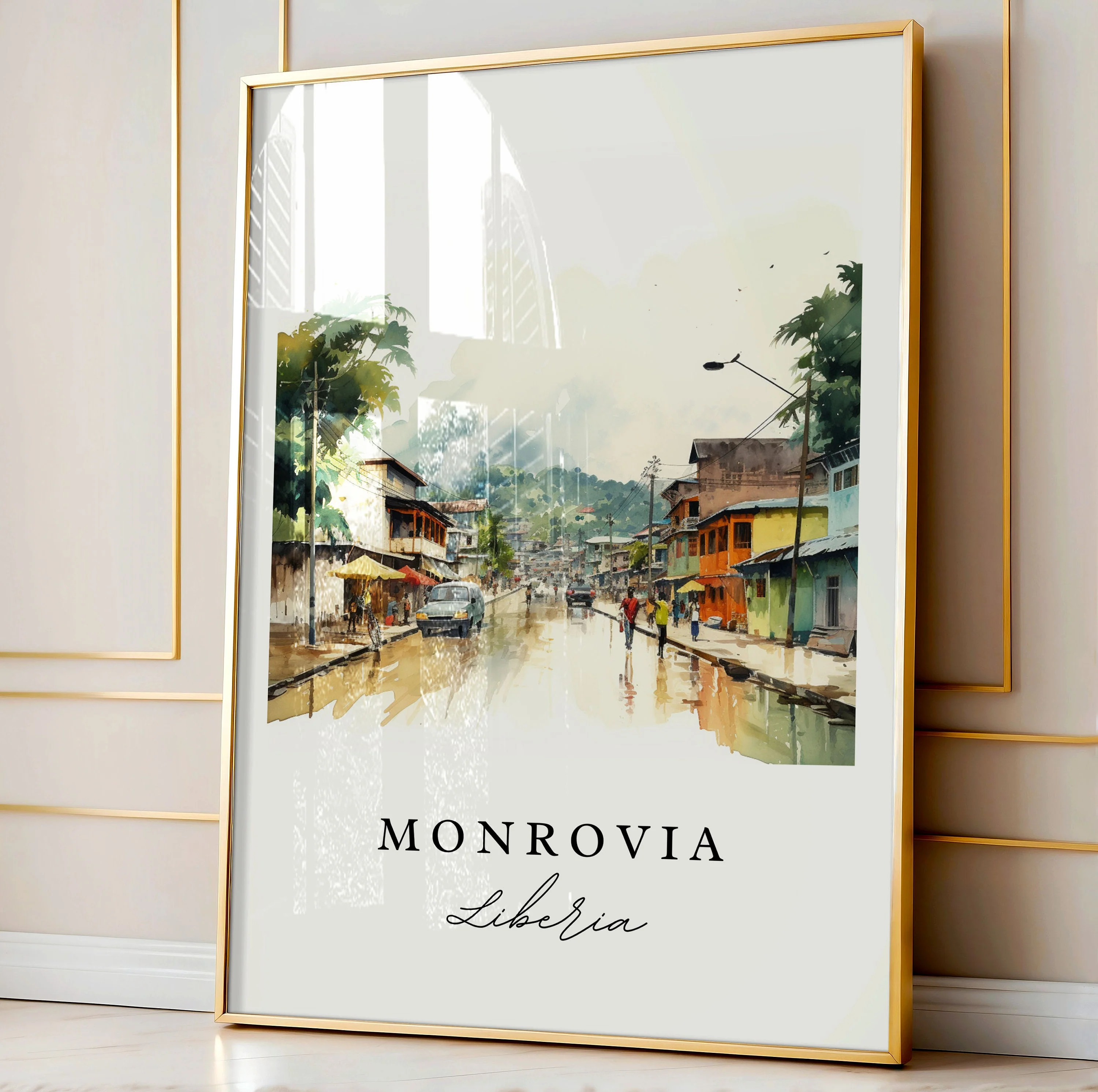 Monrovia, Liberia – Watercolor Art Print - Image 4