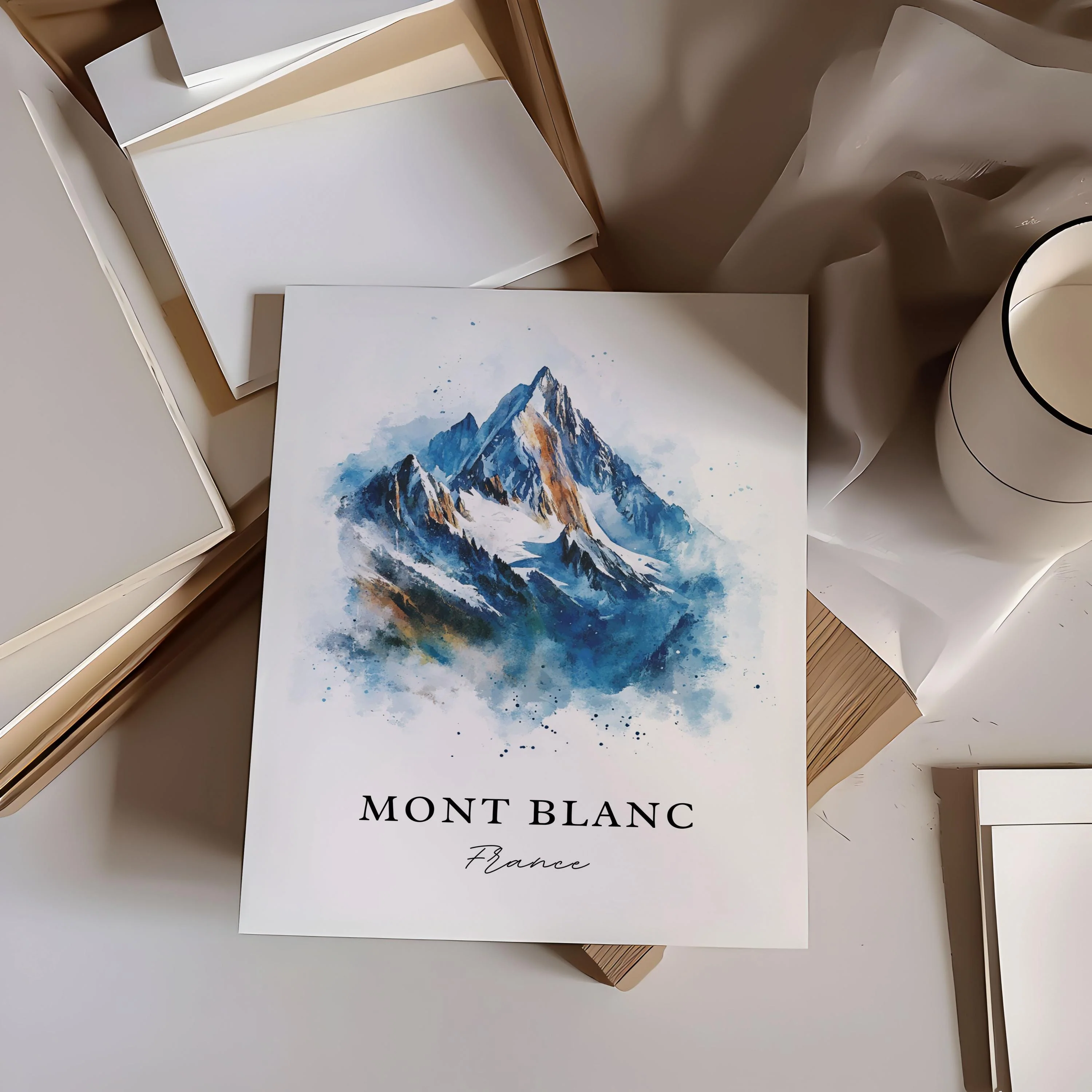 Mont Blanc, France – Watercolor Art Print - Image 2