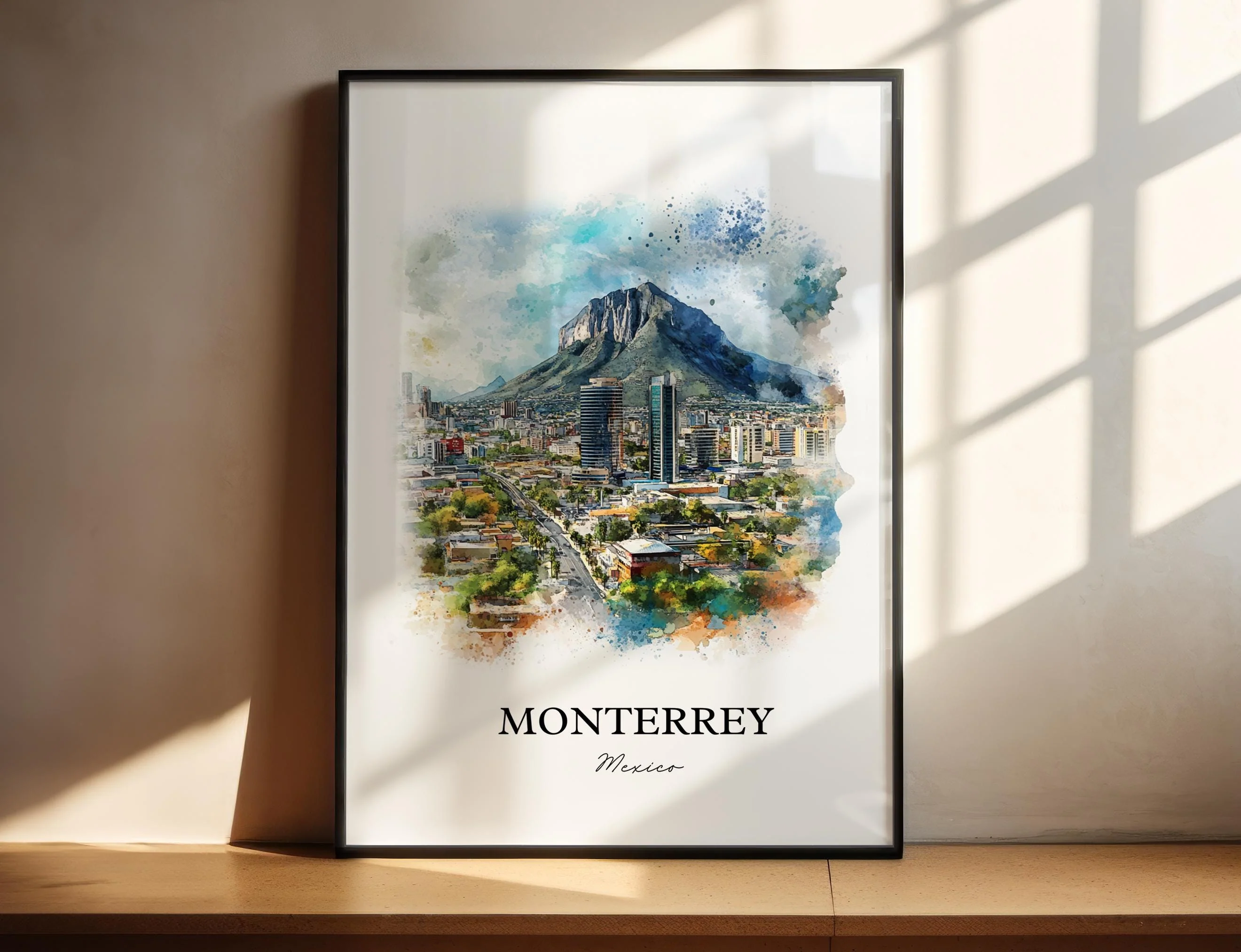 Monterrey, Mexico – Watercolor Art Print