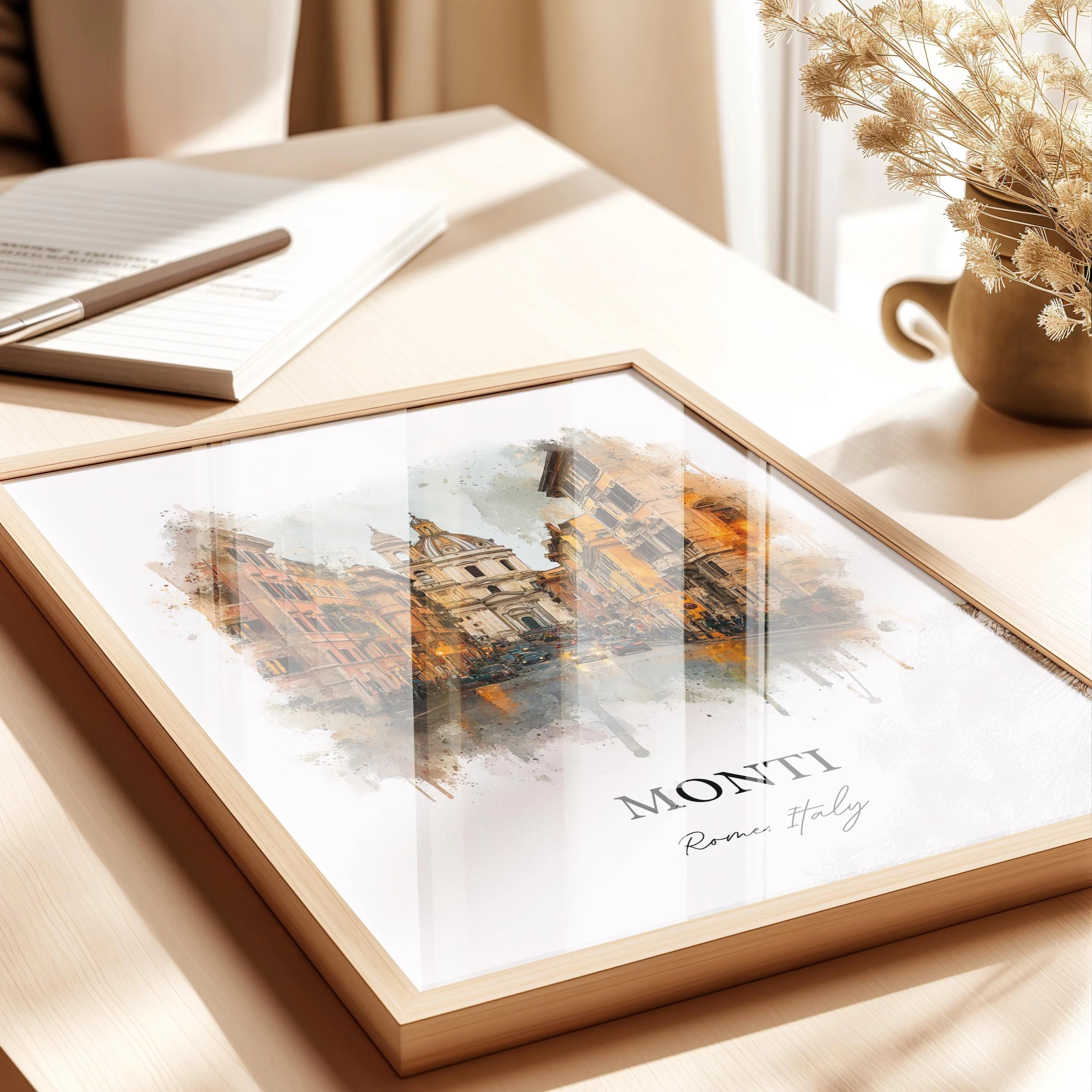 Monti Rome, Italy – Watercolor Art Print - Image 2