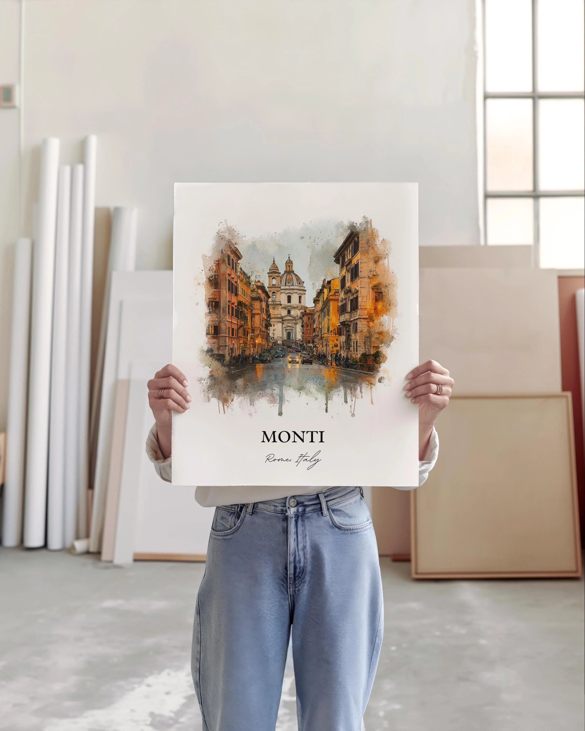 Monti Rome, Italy – Watercolor Art Print - Image 6