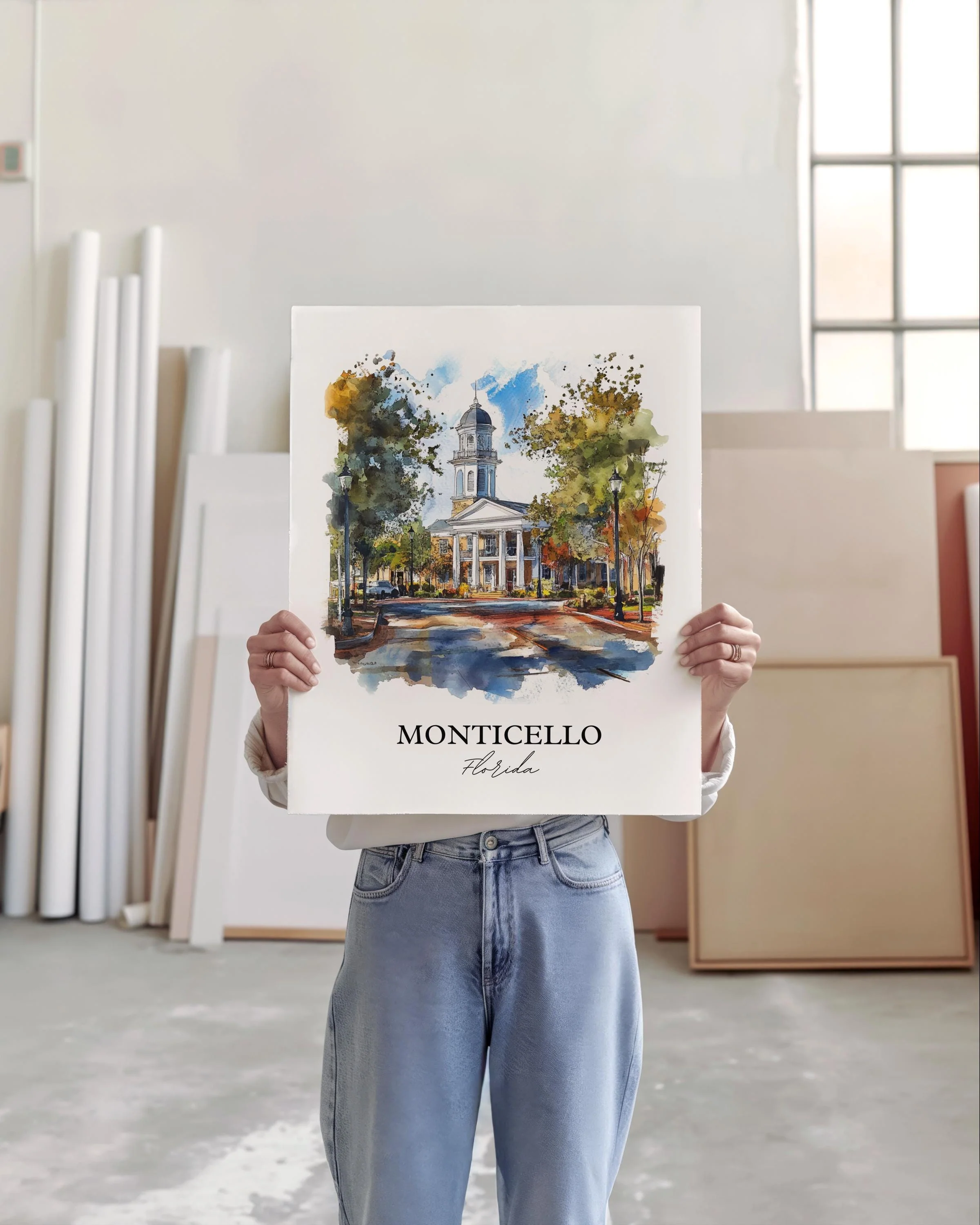 Monticello, FL, USA – Watercolor Art Print - Image 3