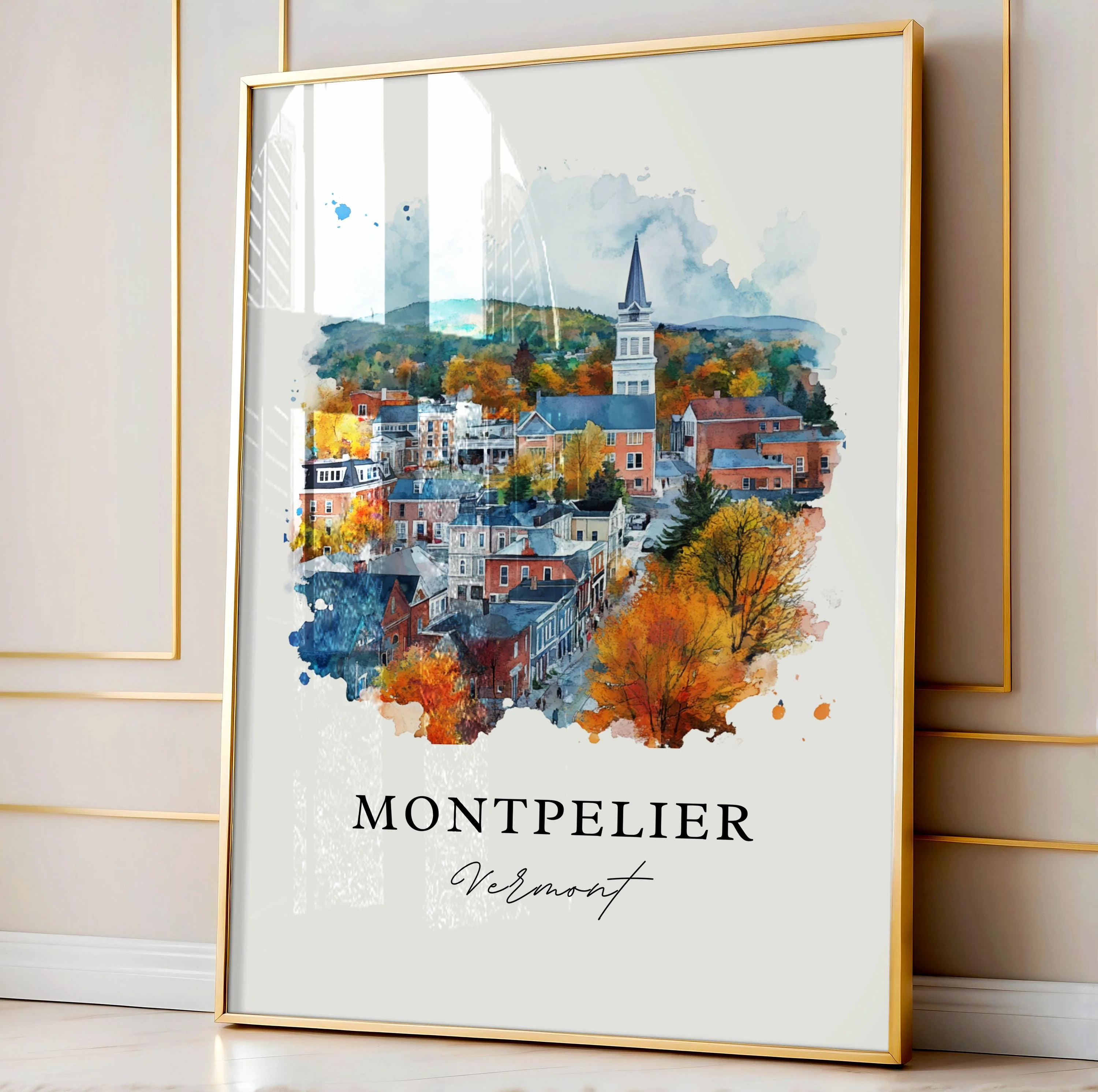 Montpelier, Vermont – Watercolor Art Print - Image 4