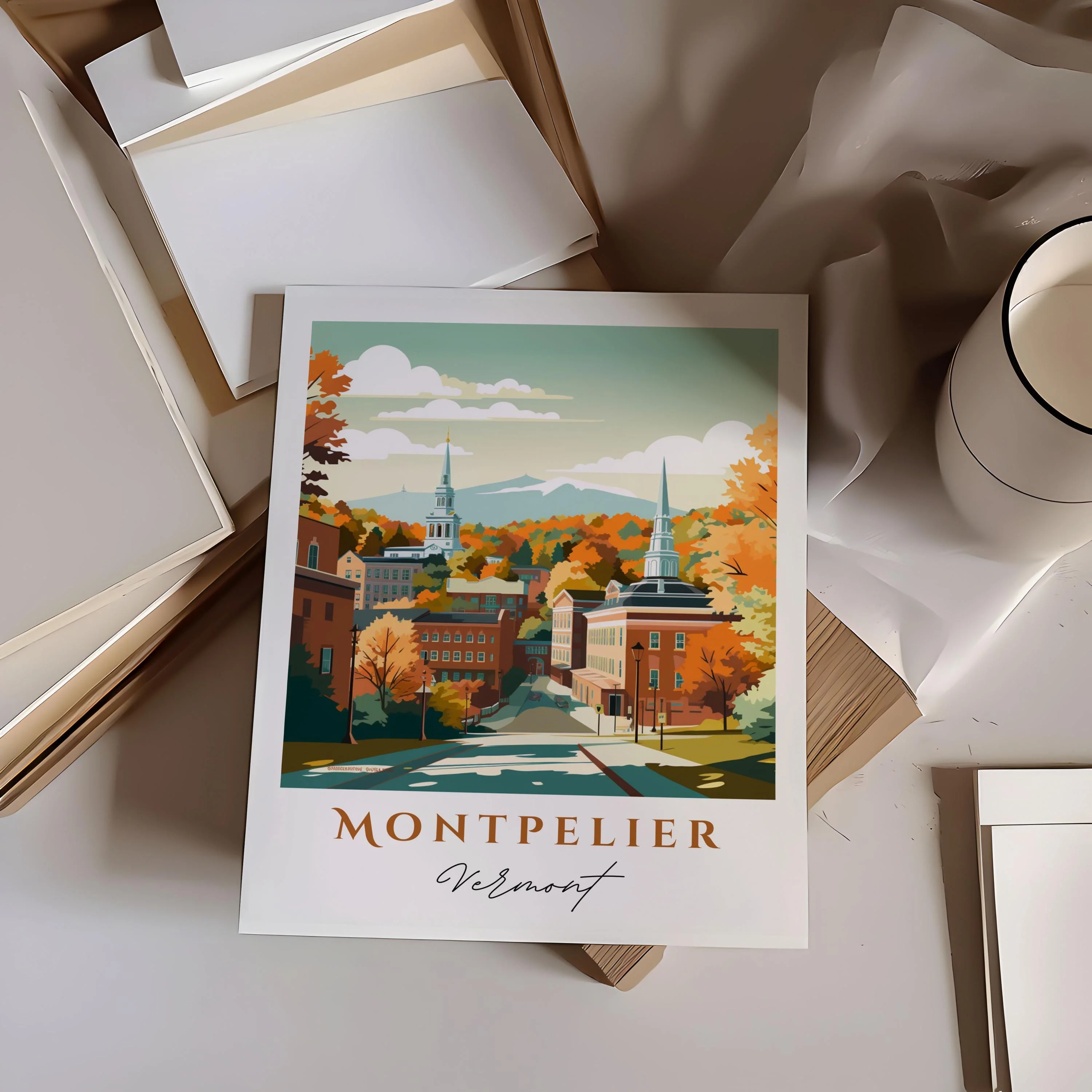 Montpelier, Vermont, Vermont – Watercolor Art Print - Image 2