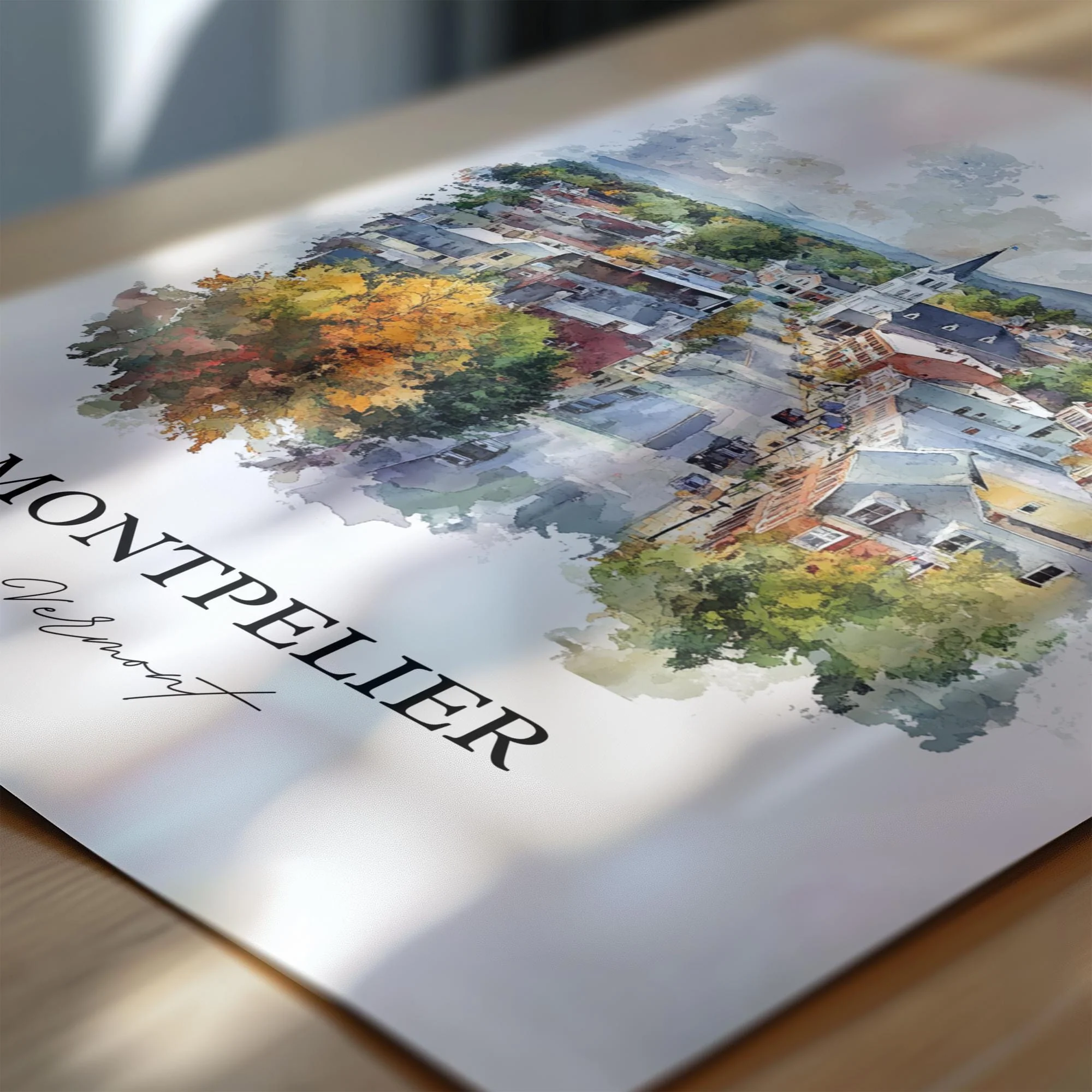 Montpelier, Vermont, USA – Watercolor Art Print - Image 2