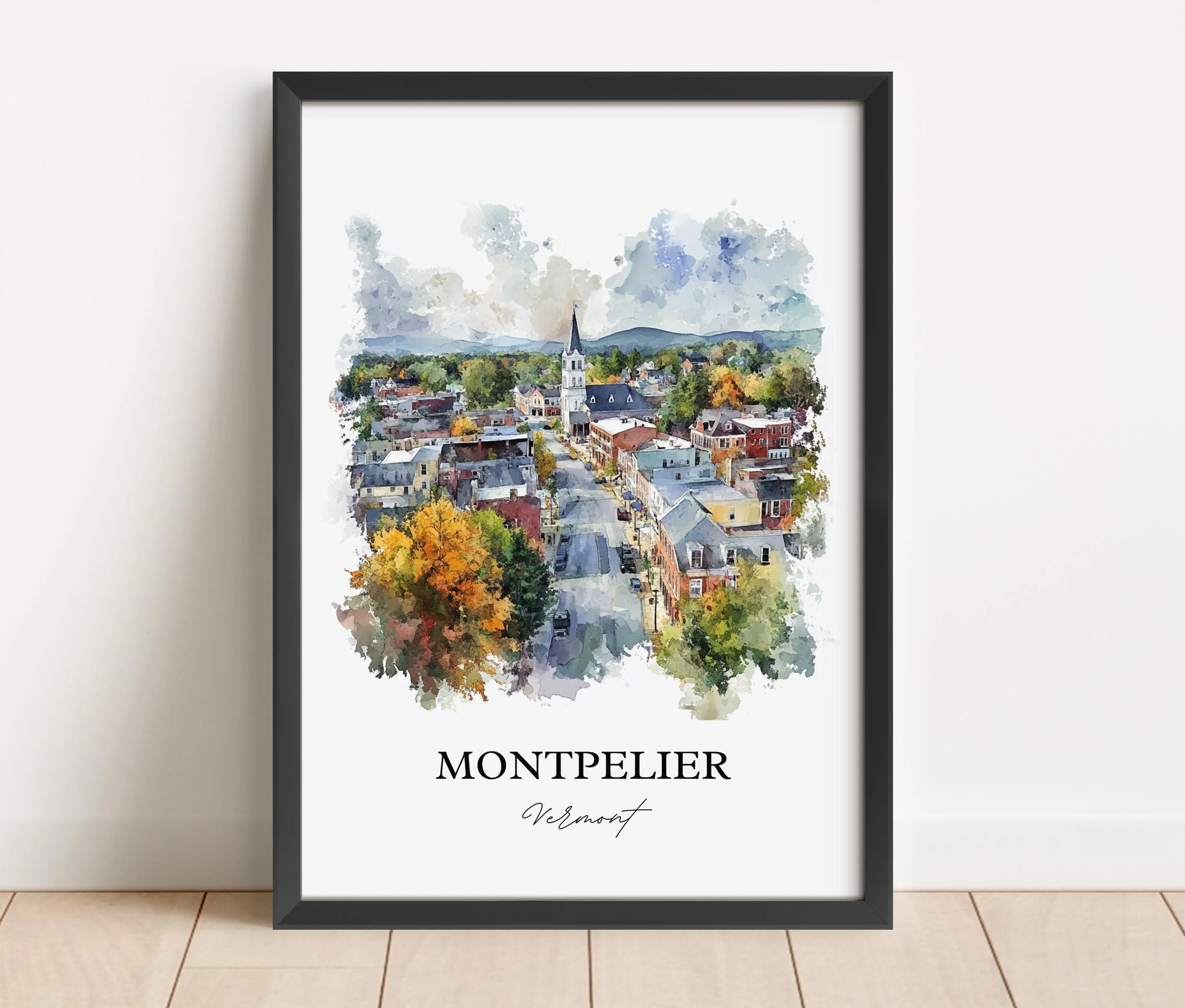 Montpelier, Vermont, USA – Watercolor Art Print - Image 6