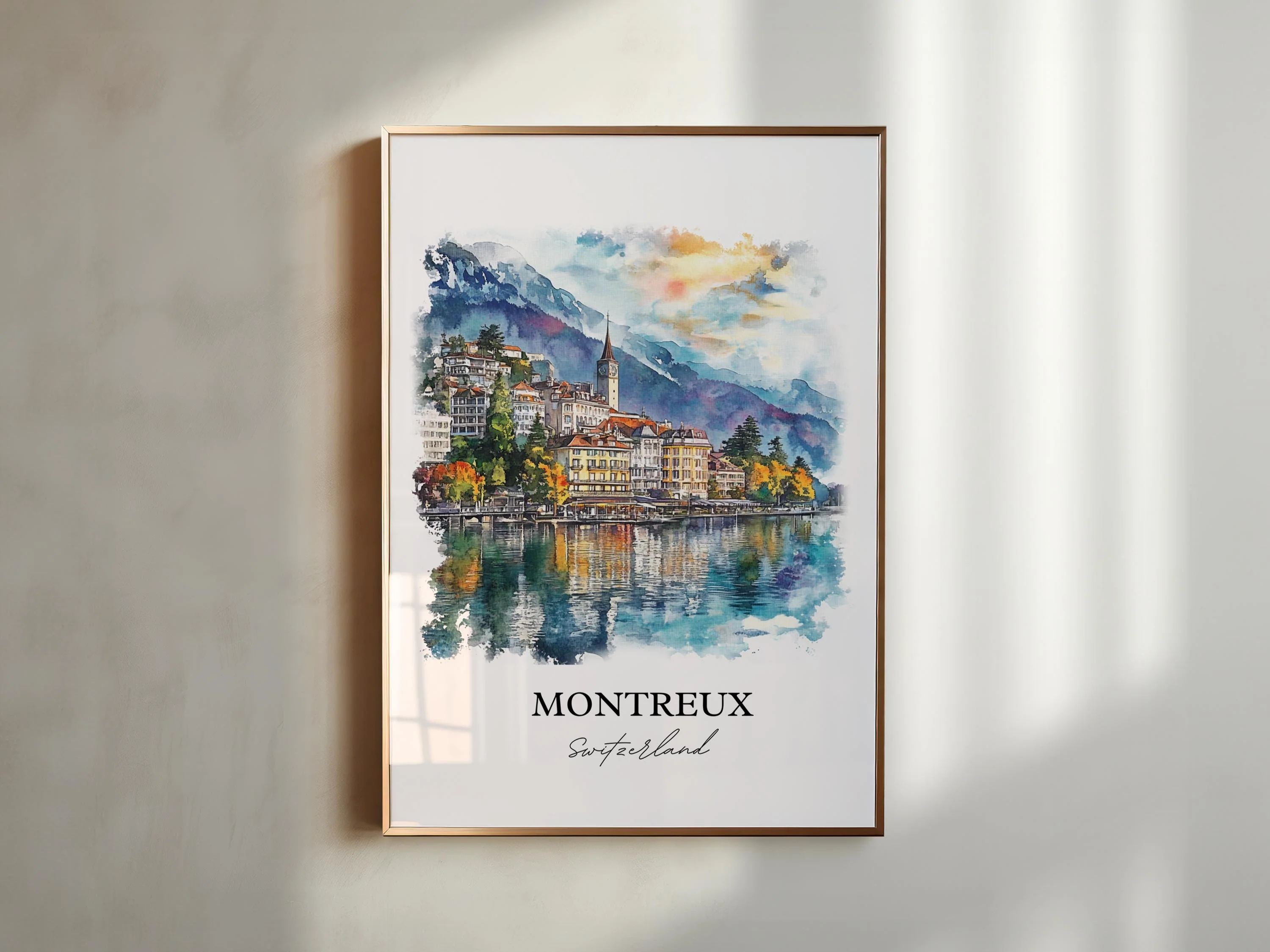 Montreux, Switzerland – Watercolor Art Print - Image 3