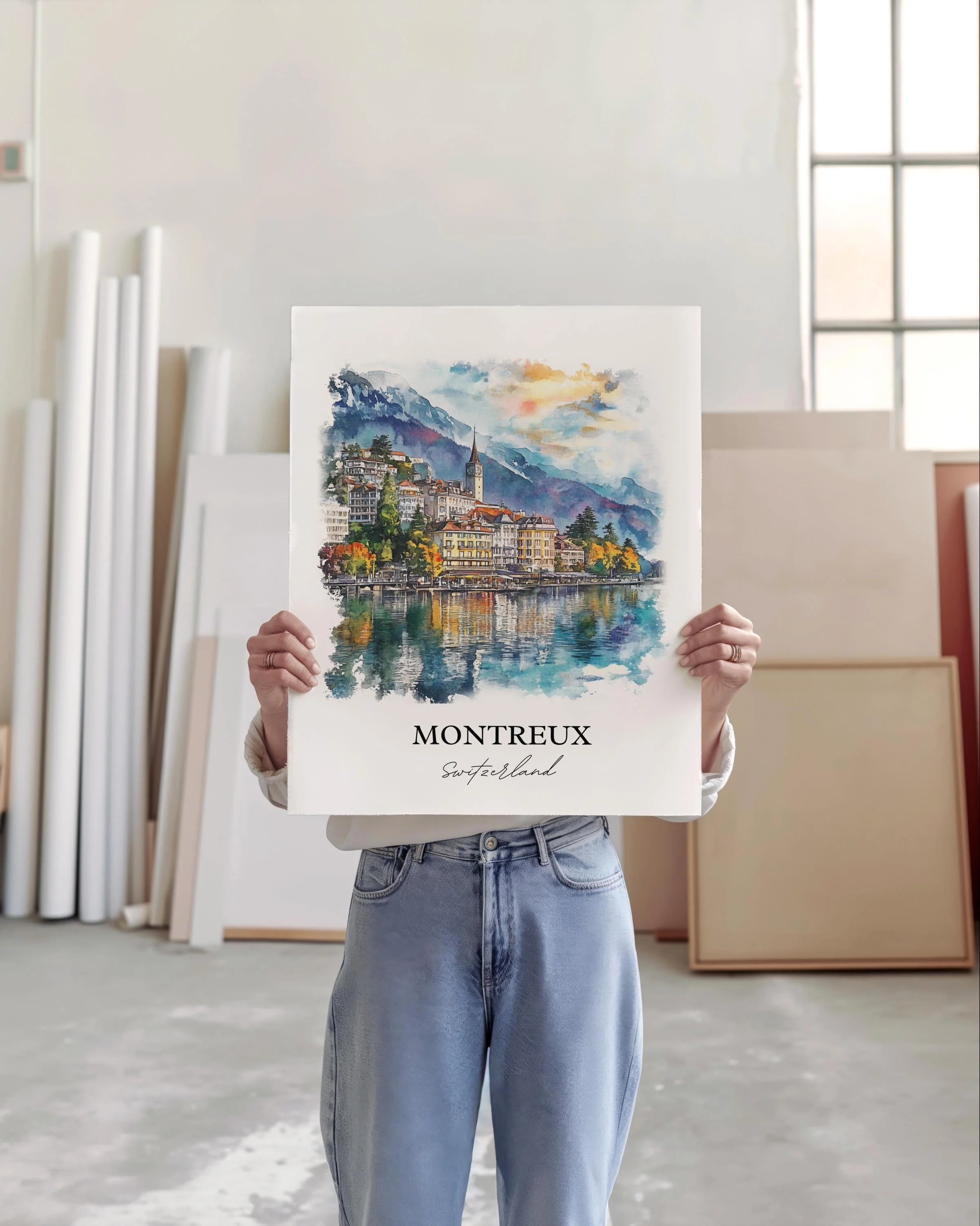 Montreux, Switzerland – Watercolor Art Print - Image 6