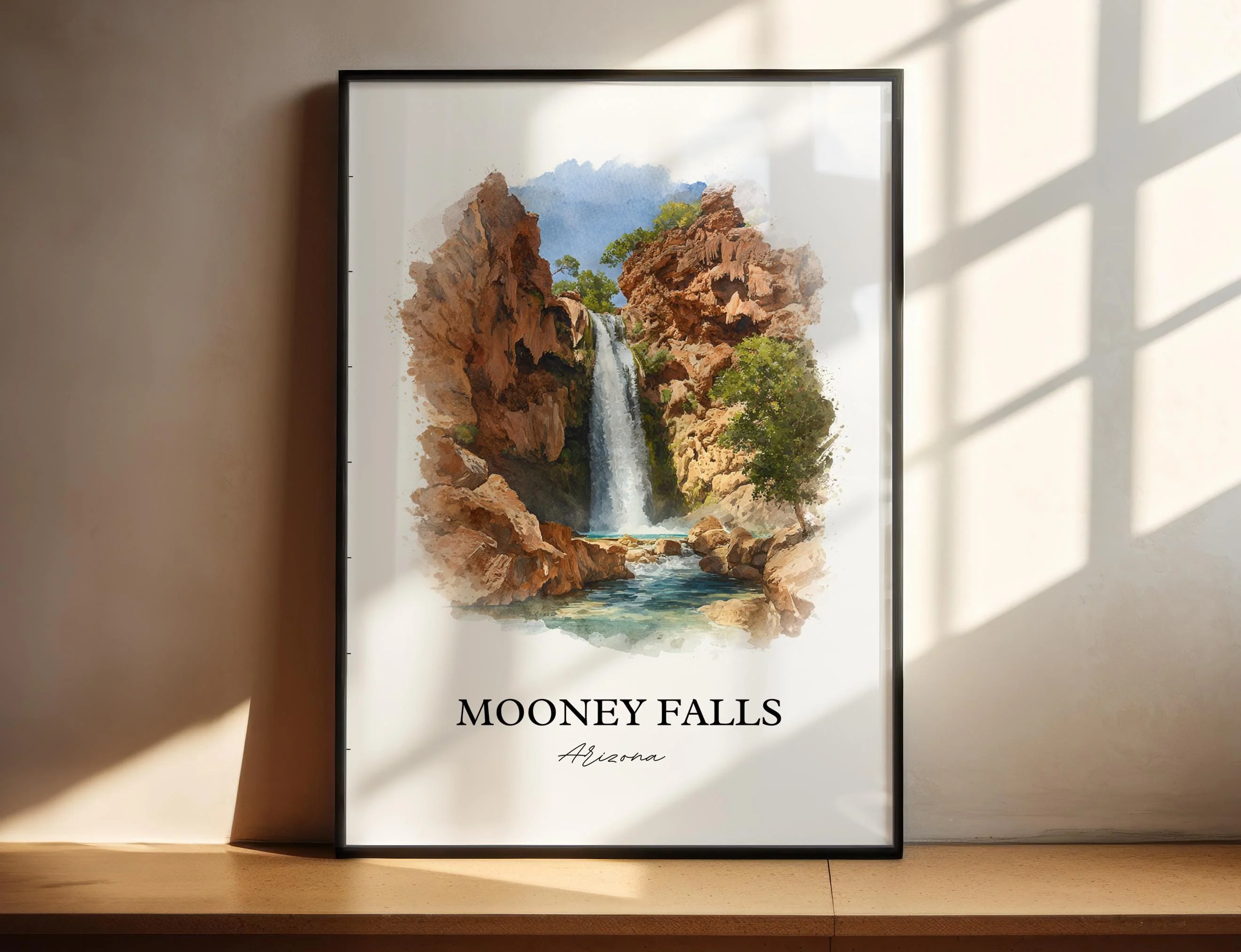 Mooney Falls, Arizona, USA – Watercolor Art Print