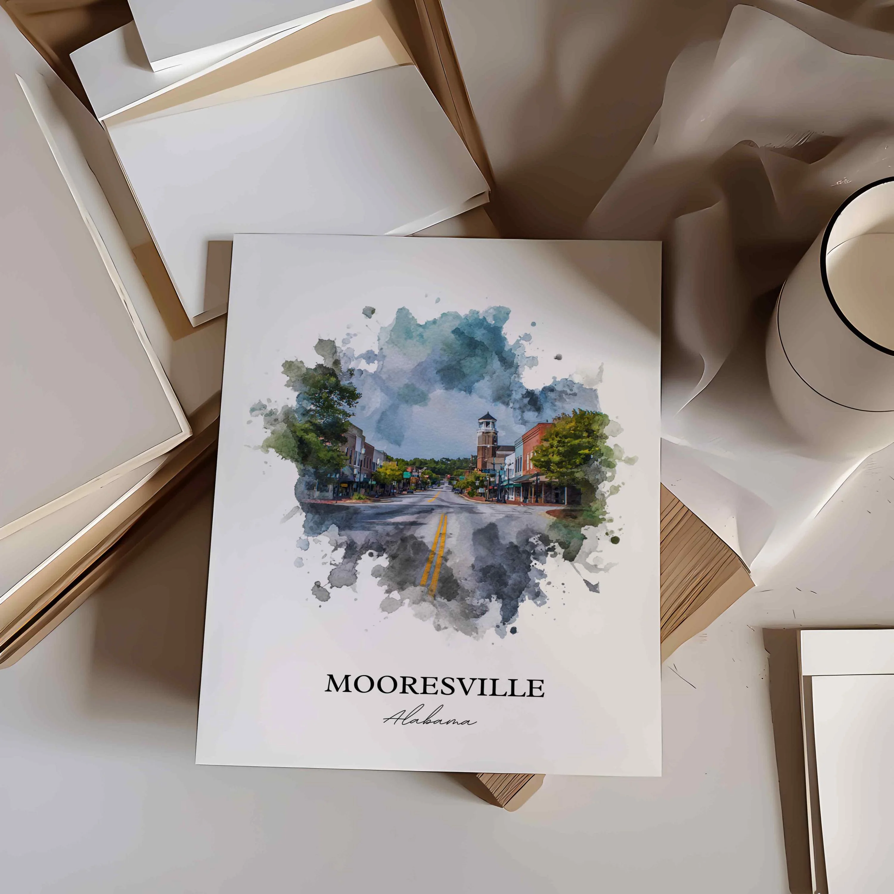 Mooresville, Alabama – Watercolor Art Print - Image 7