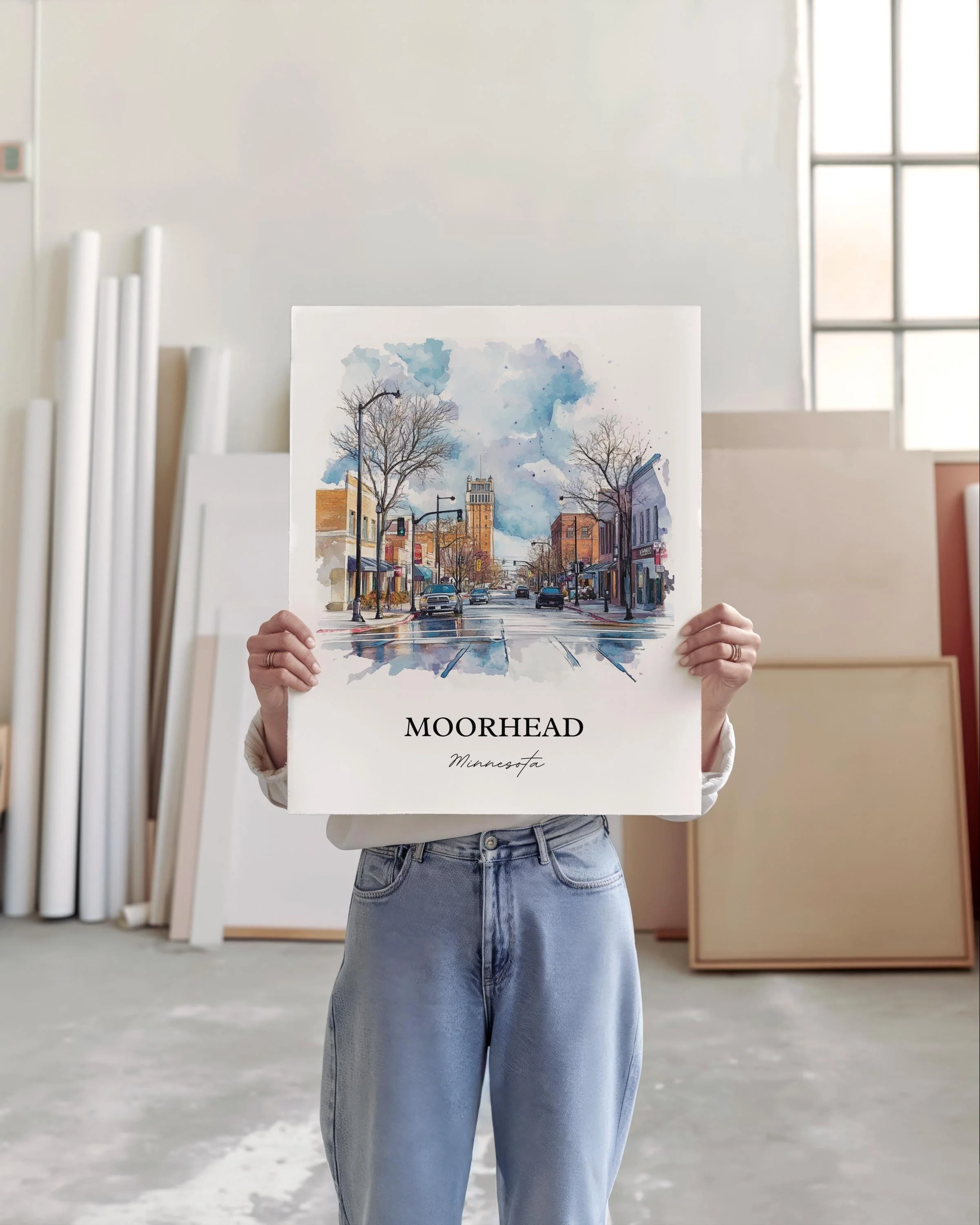 Moorhead, MN, USA – Watercolor Art Print - Image 6