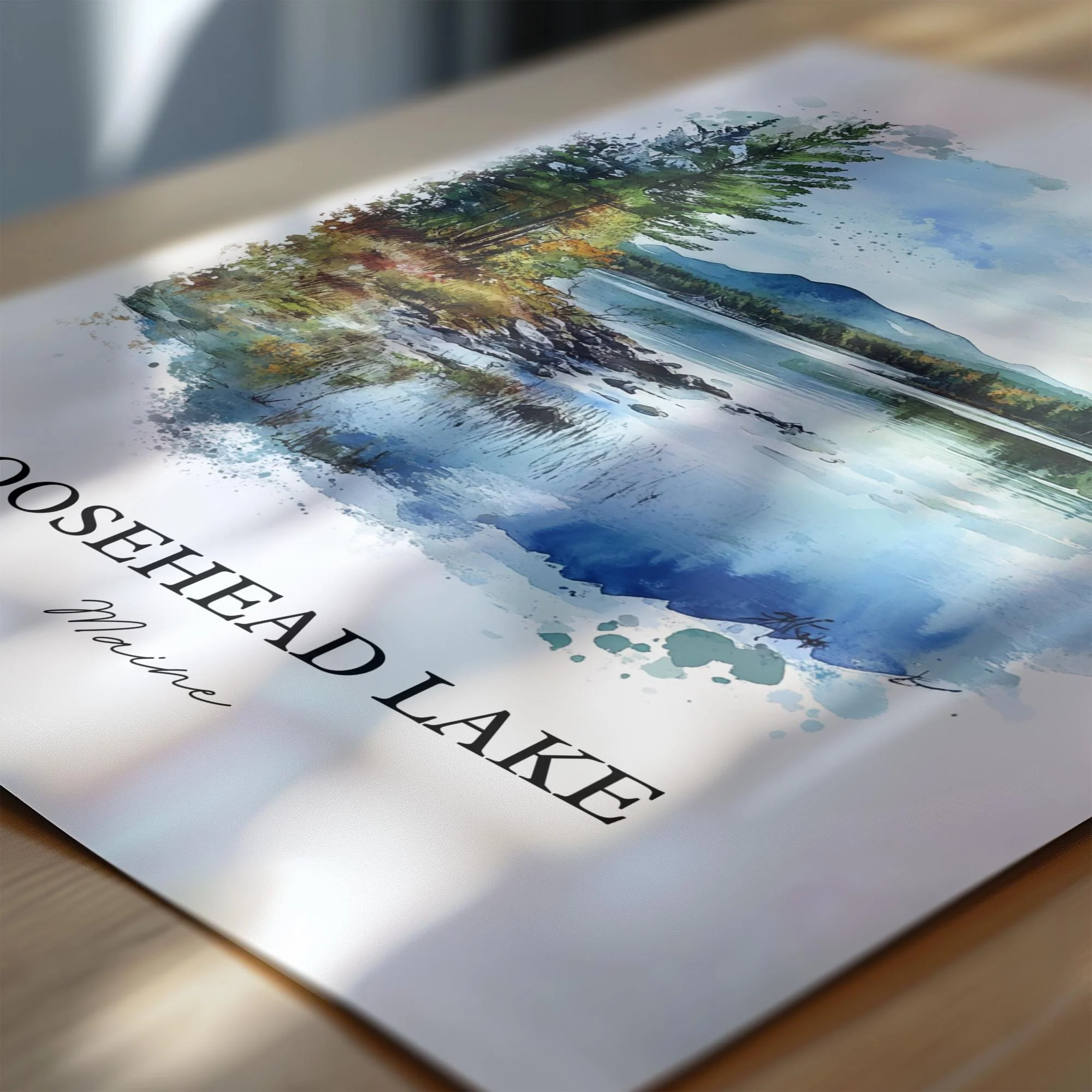 Moosehead Lake, USA – Watercolor Art Print - Image 2