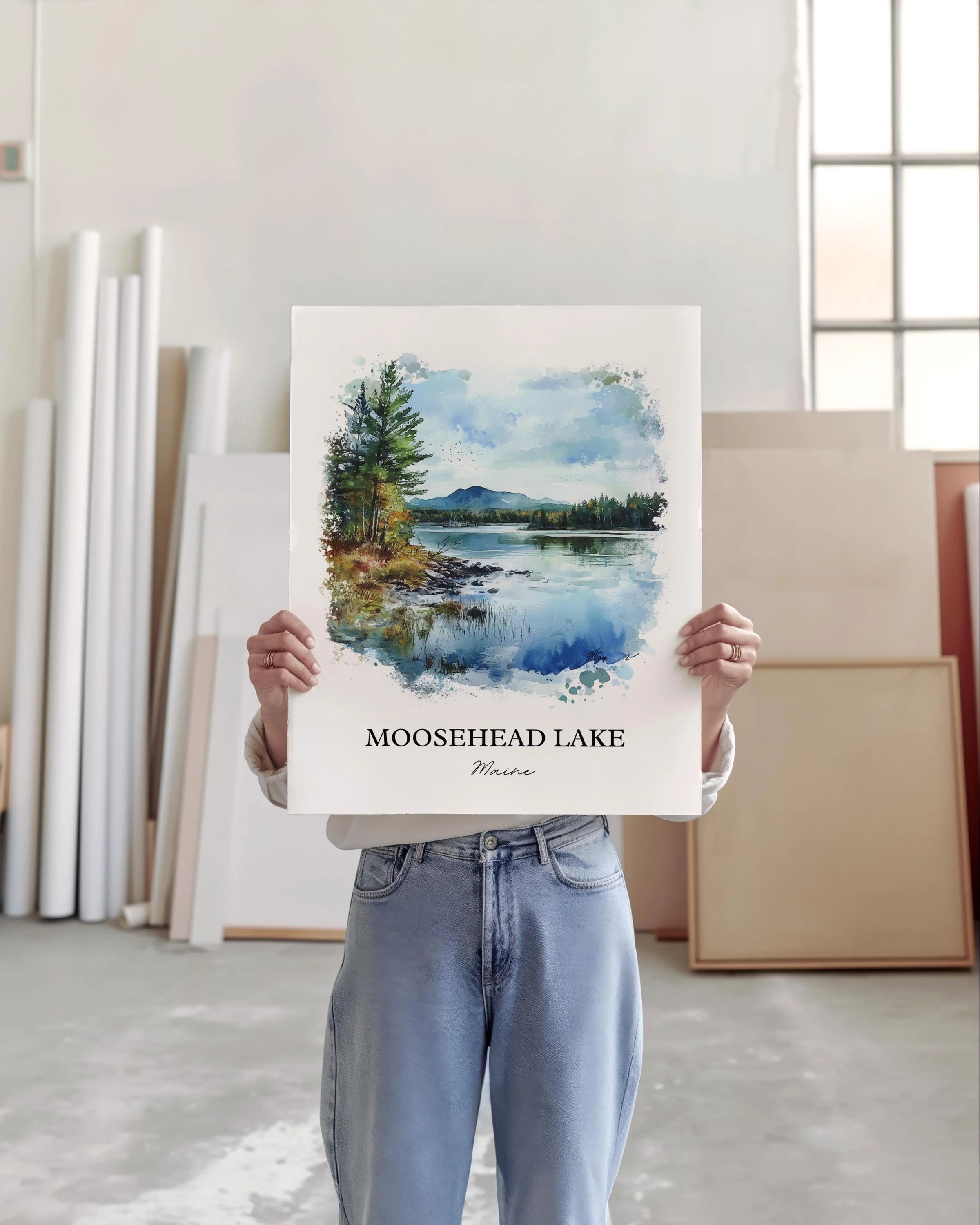 Moosehead Lake, USA – Watercolor Art Print - Image 4