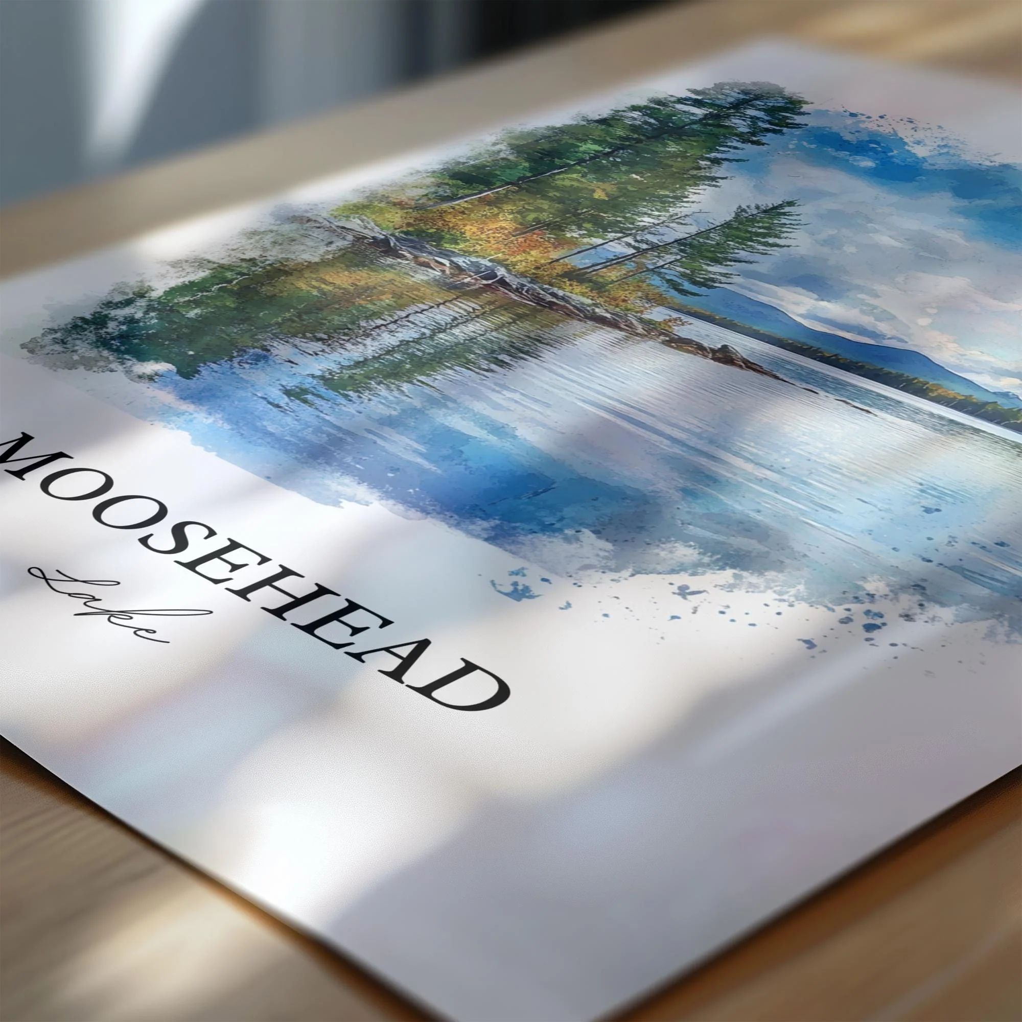Moosehead Lake, USA – Watercolor Art Print - Image 2